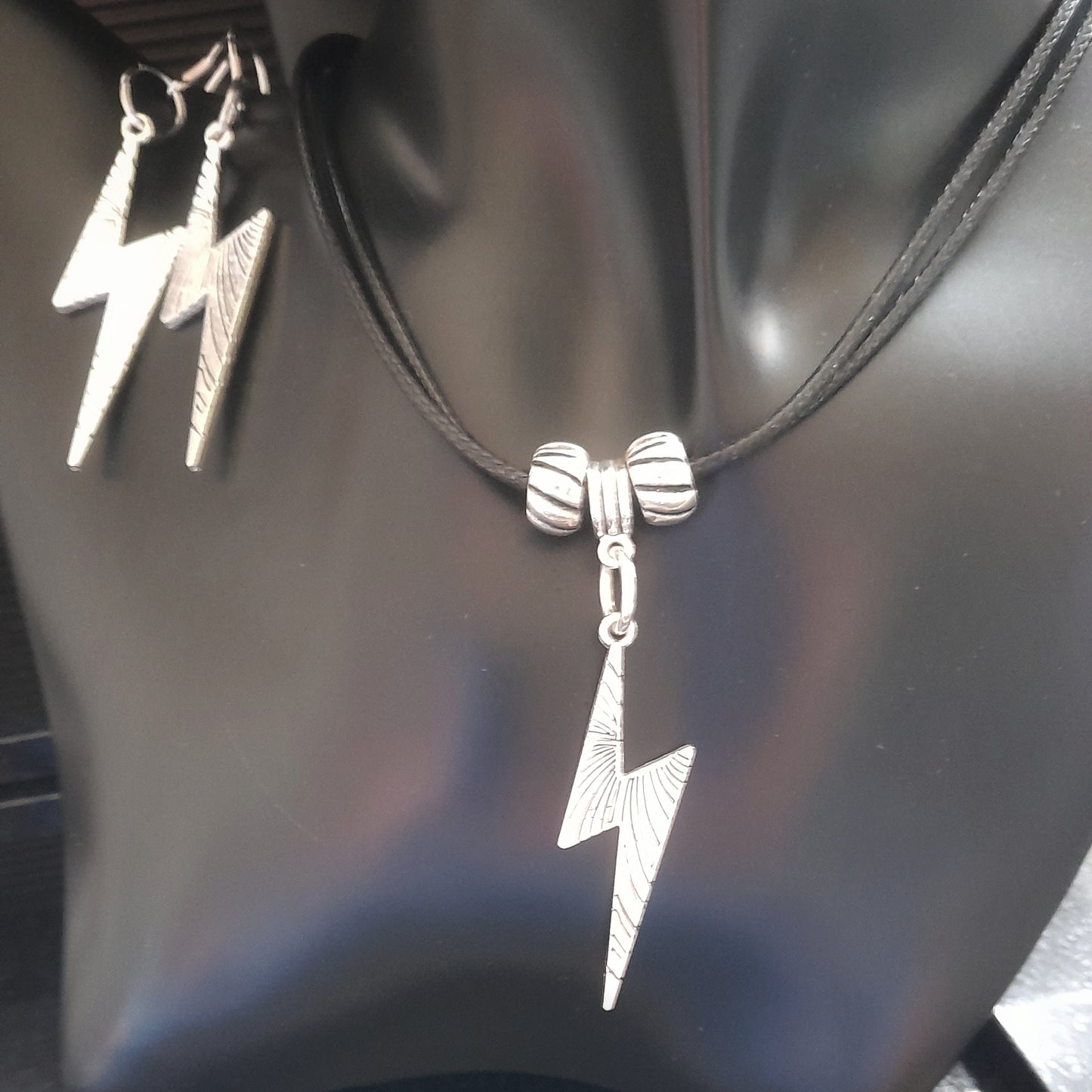 Lightning Bolt Earring and Necklace Set