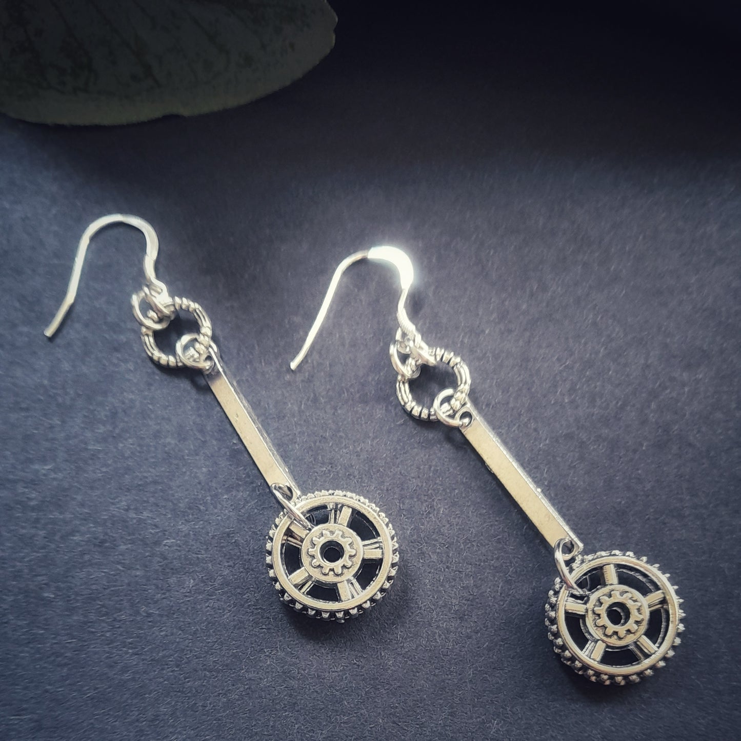 Silver Gear Wheel Earrings