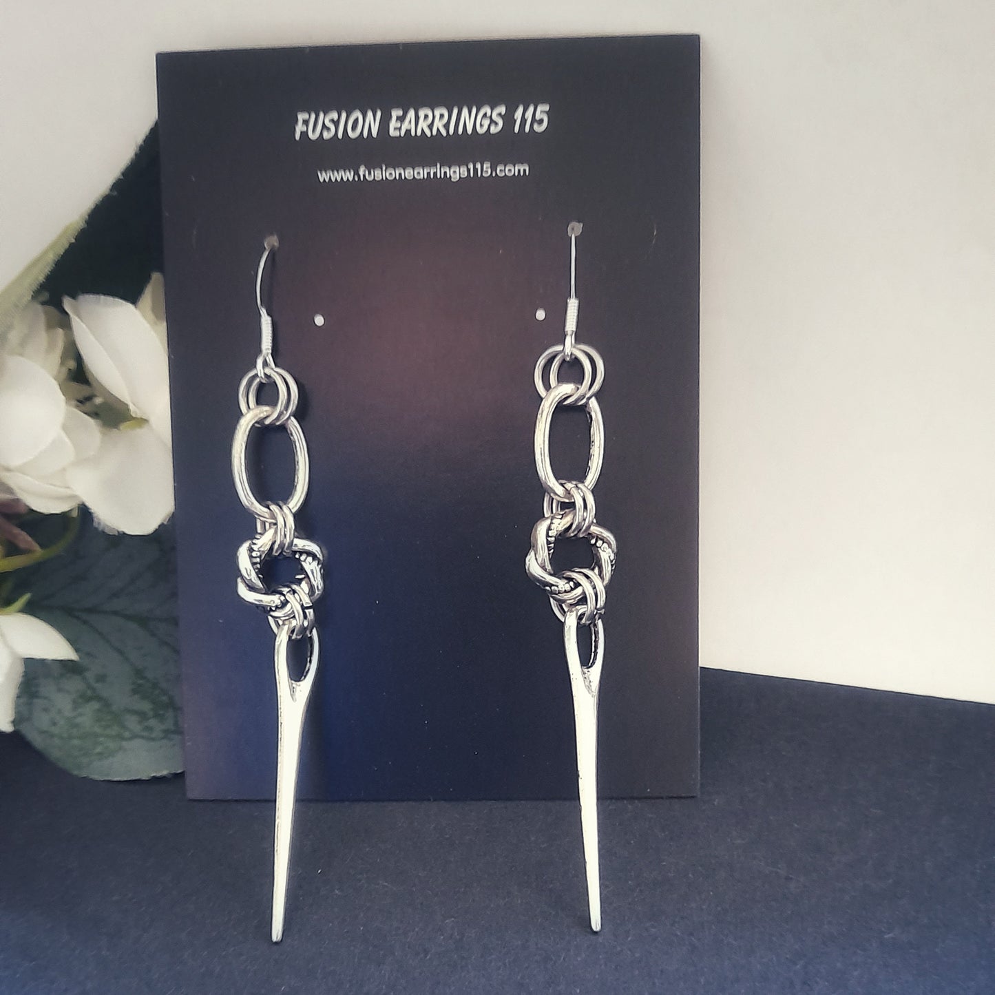 Silver Pin Spike Earrings