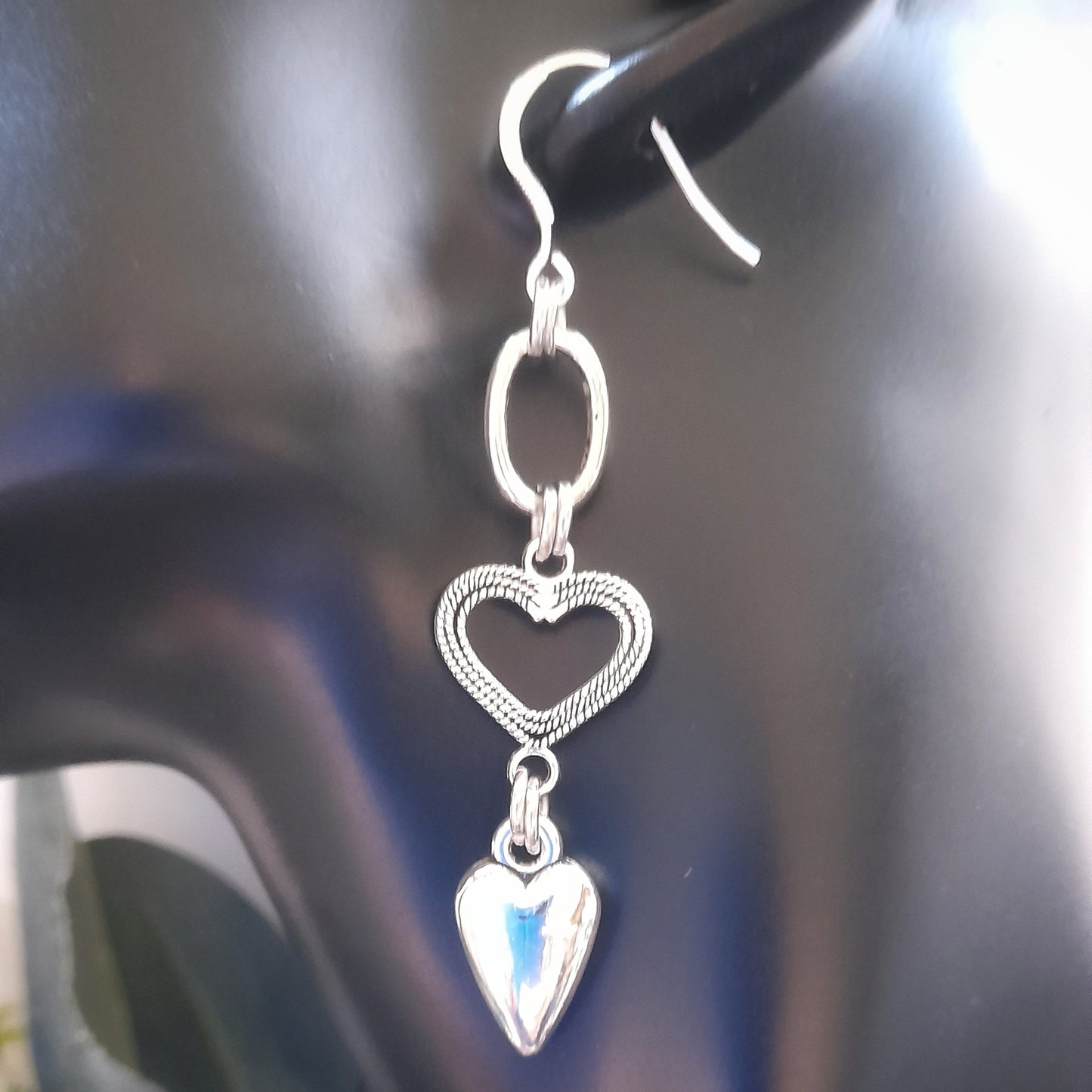 Silver Heart Charm Earrings