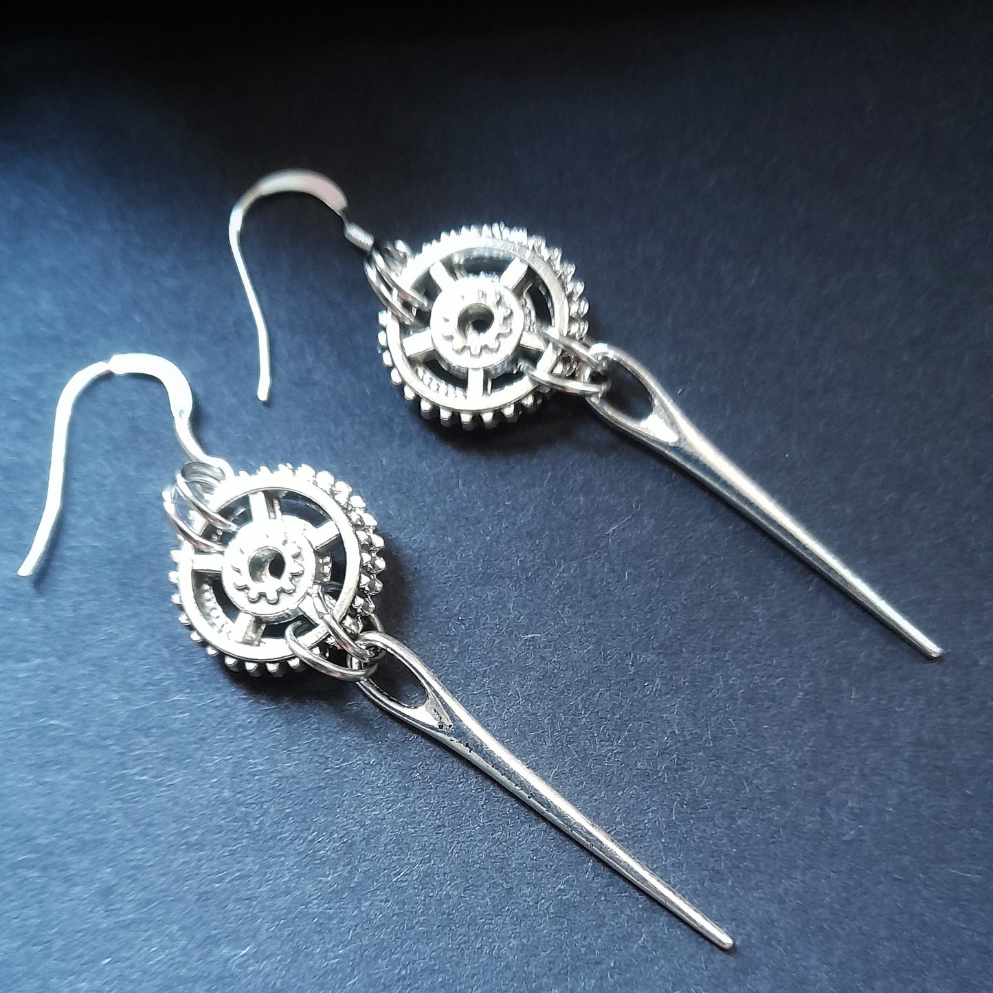 Gear Wheel and Pin Spike Earrings