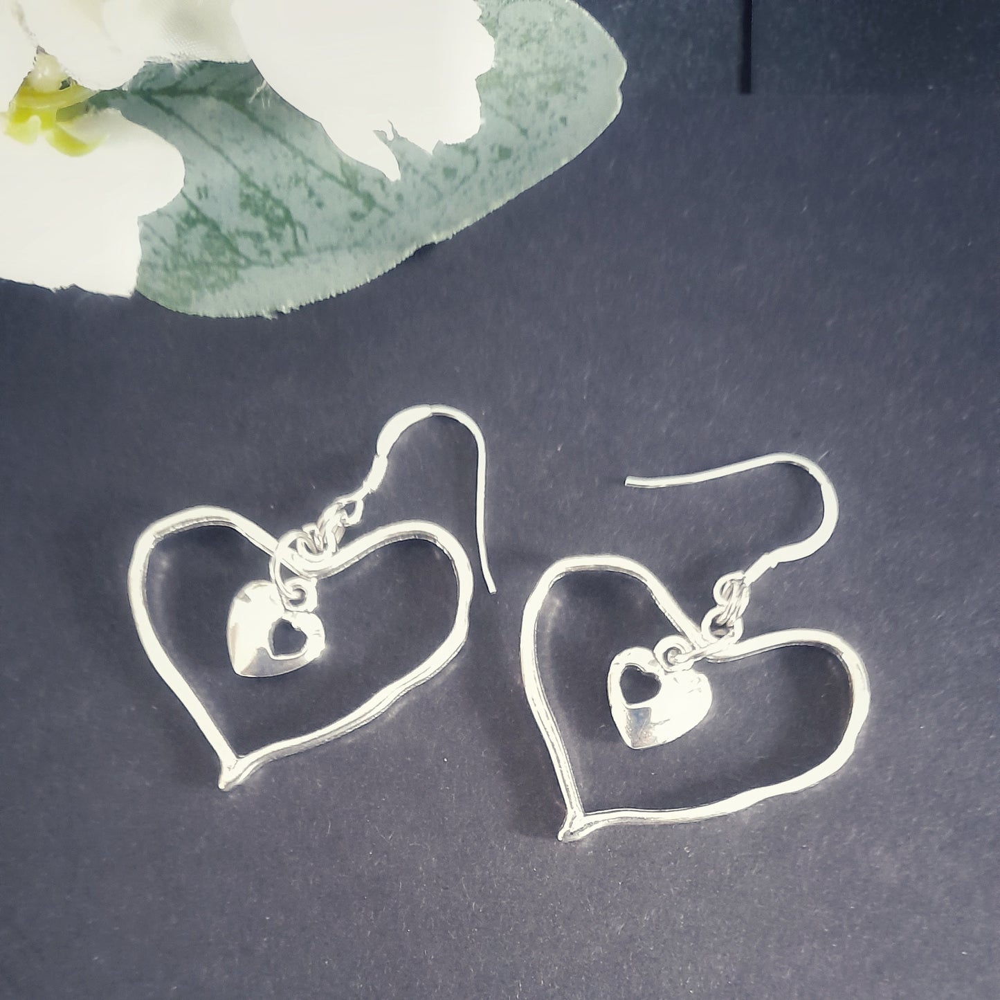 Silver Double Heart Earrings