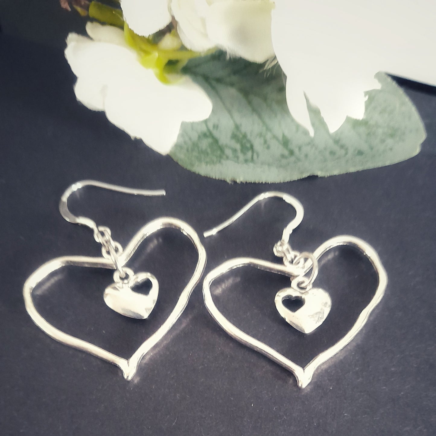 Silver Double Heart Earrings