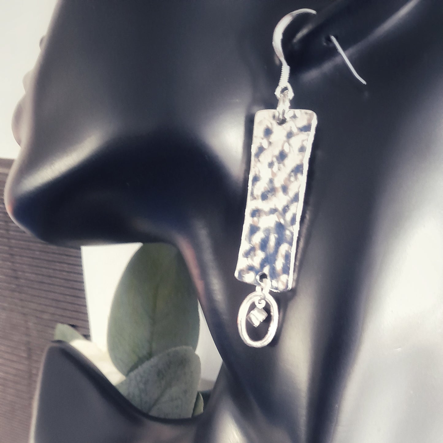 Silver Rectangular Bar Earrings