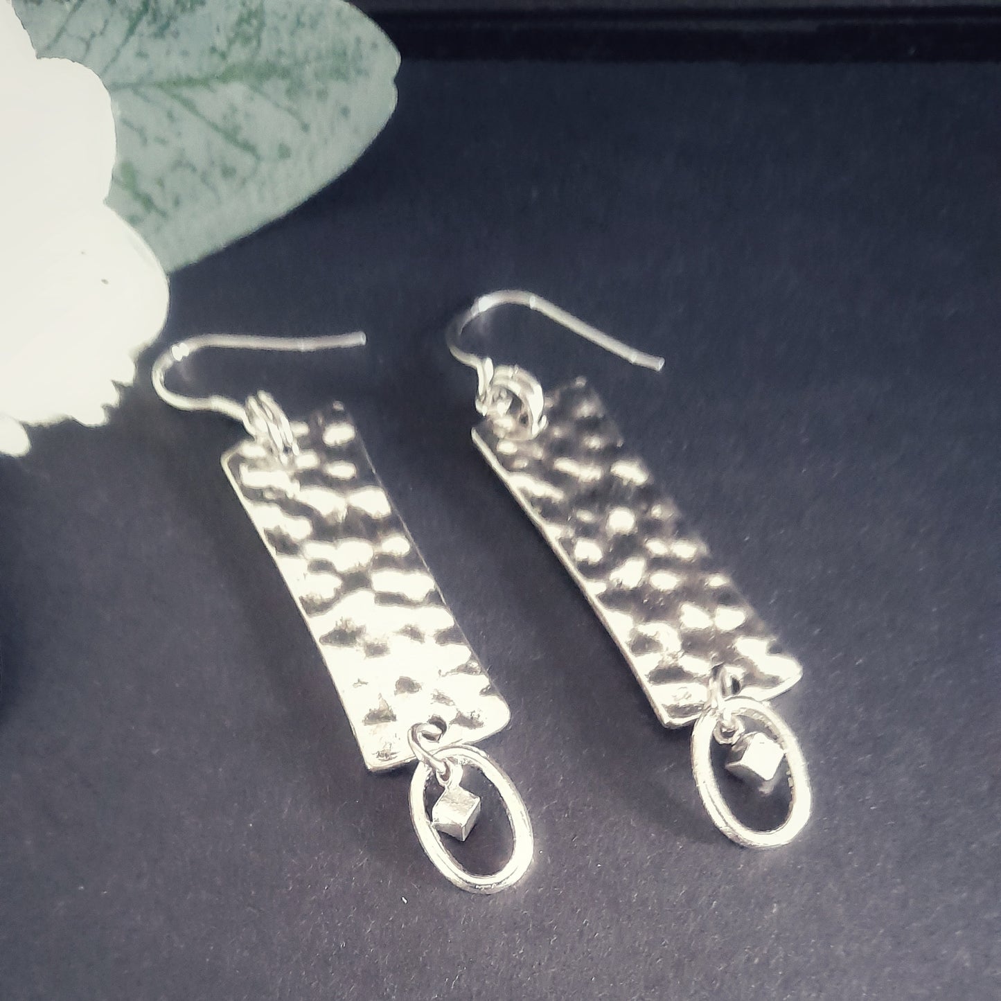 Silver Rectangular Bar Earrings