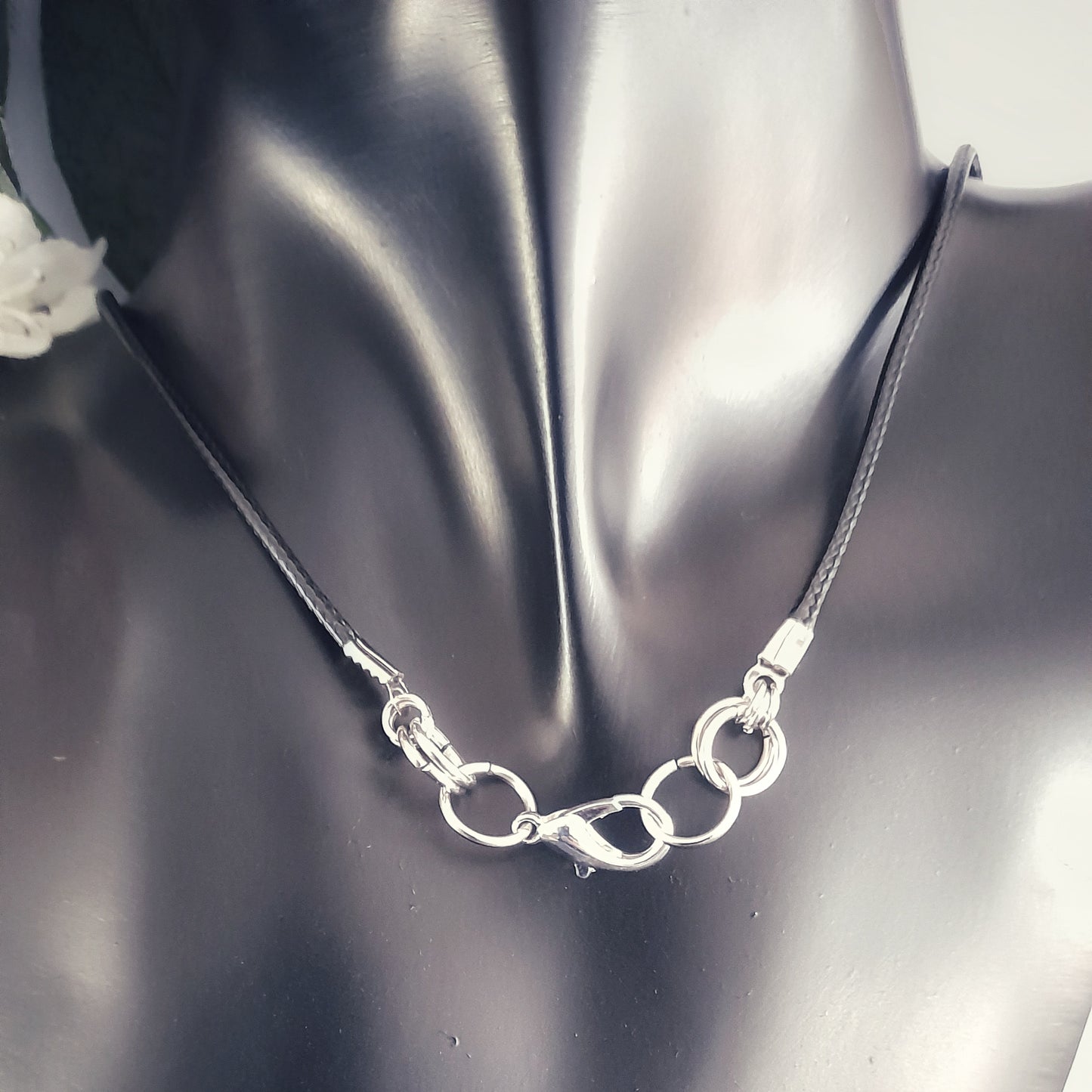 Silver Heart and Oval Charm Necklace