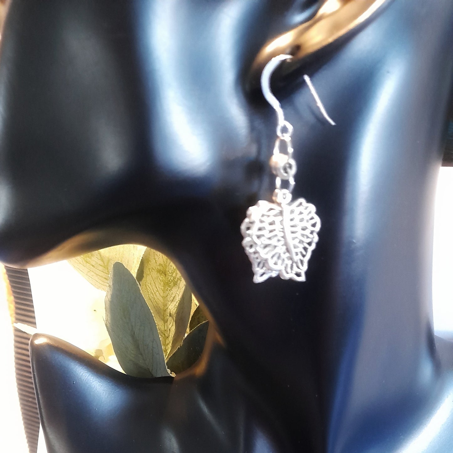 Silver Filigree Leaf Earrings