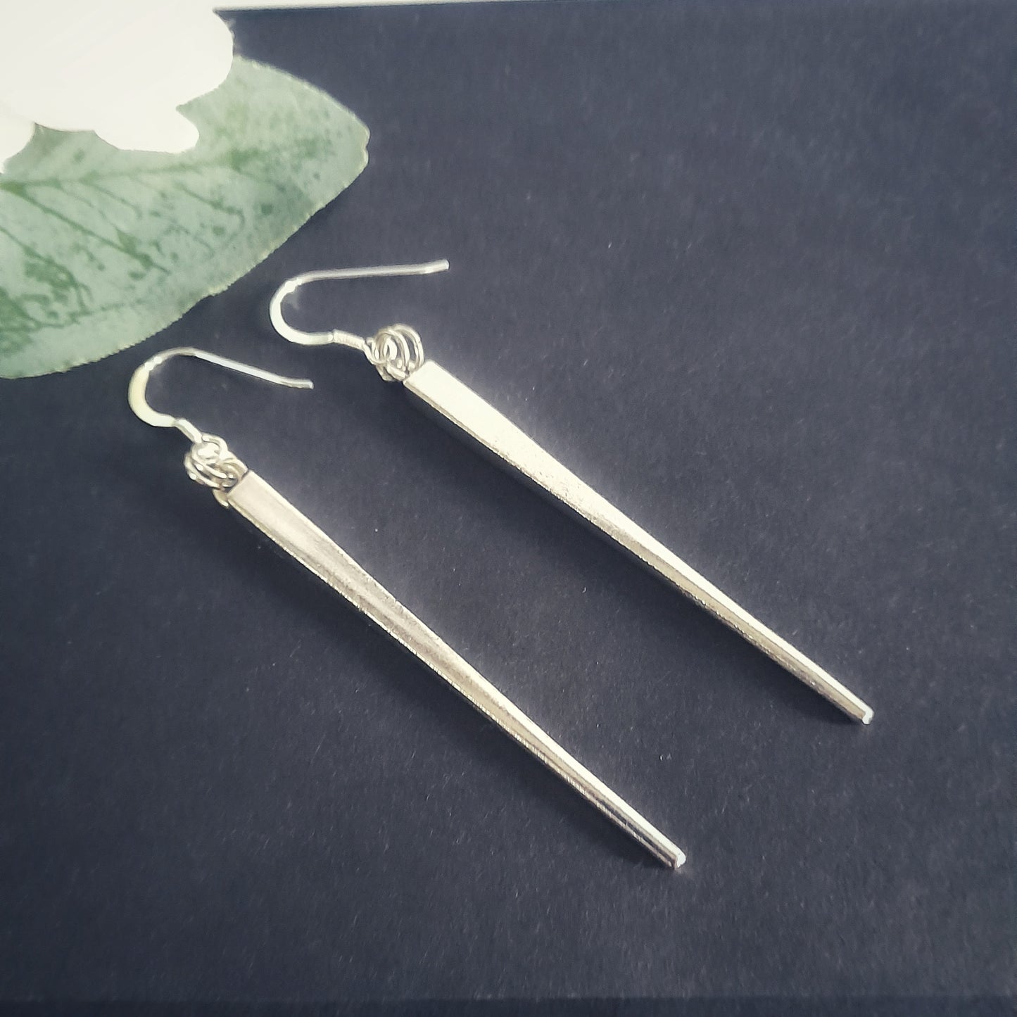 Long Silver Spike Earrings