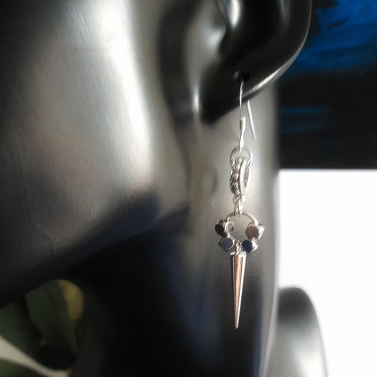 Silver Circle and Spike Charm Earrings