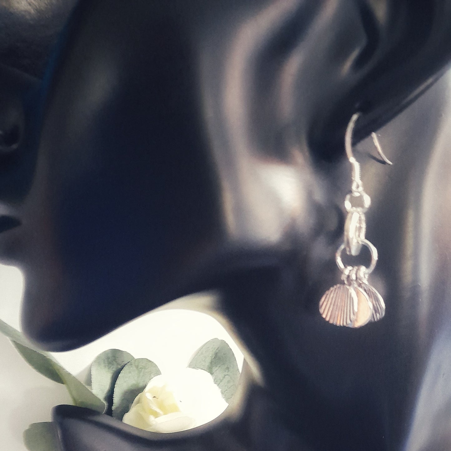 Silver Ridged Drop Earrings