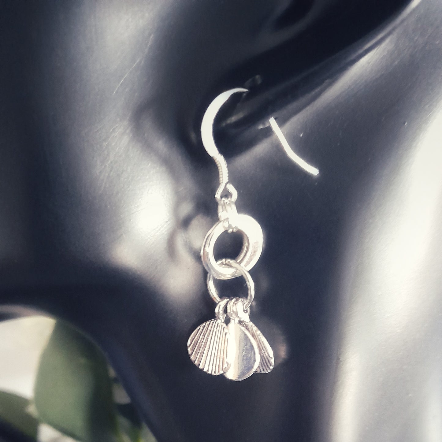 Silver Ridged Drop Earrings