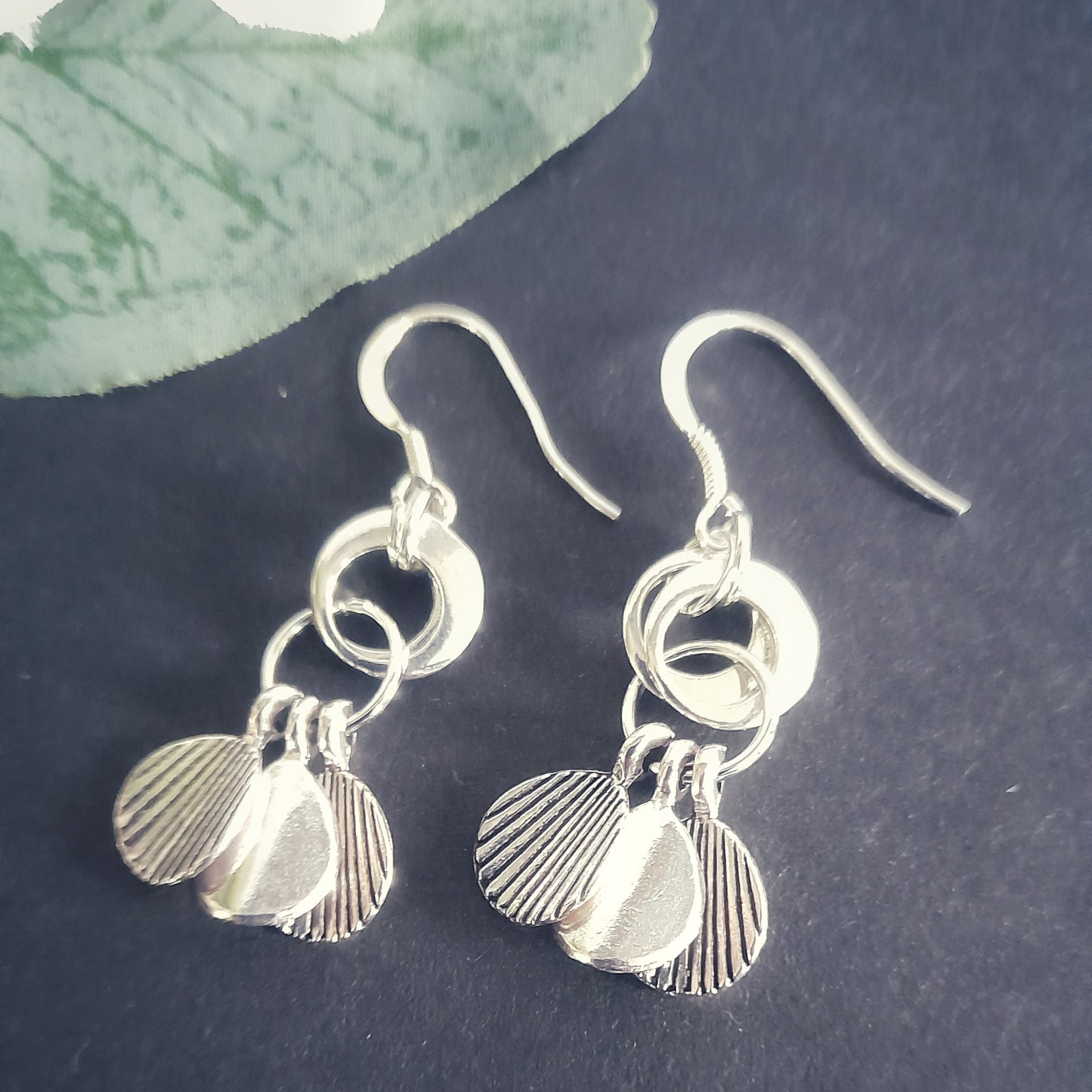 Silver Ridged Drop Earrings