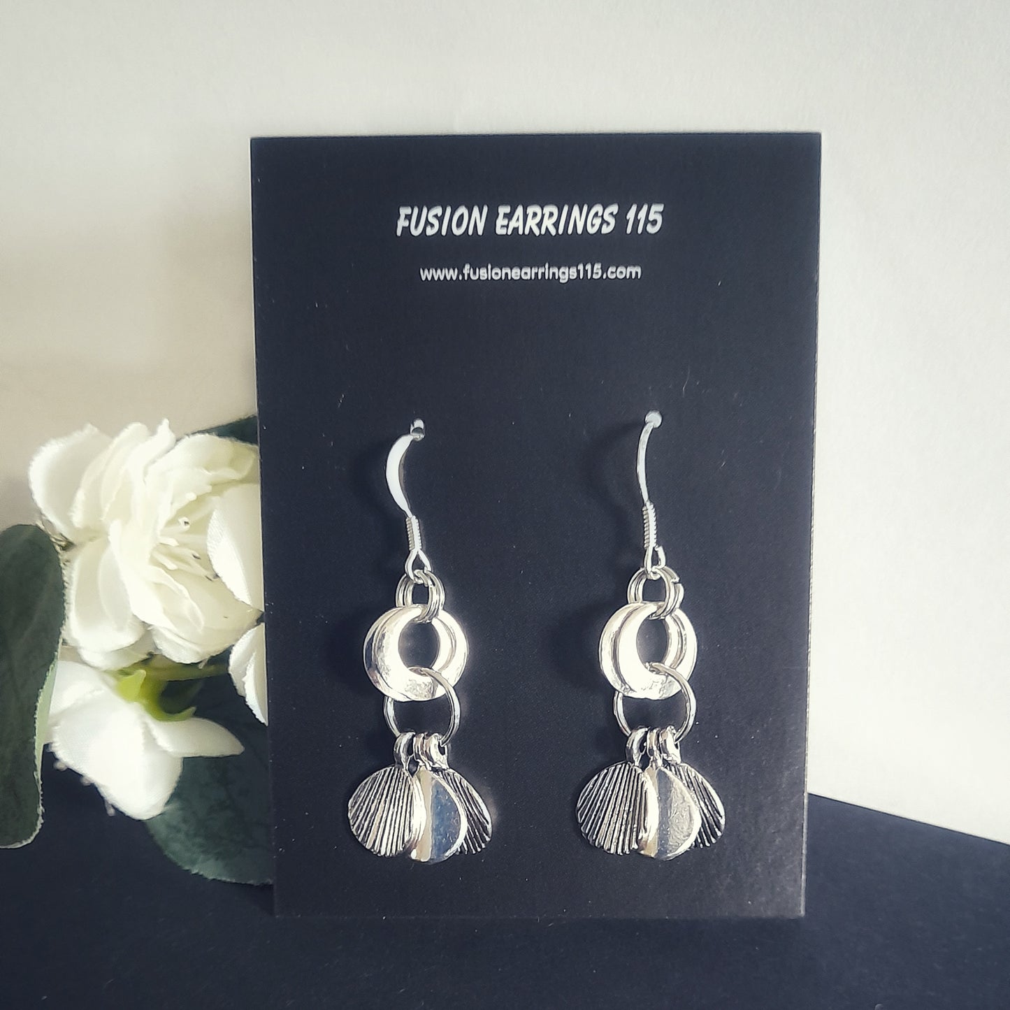 Silver Ridged Drop Earrings