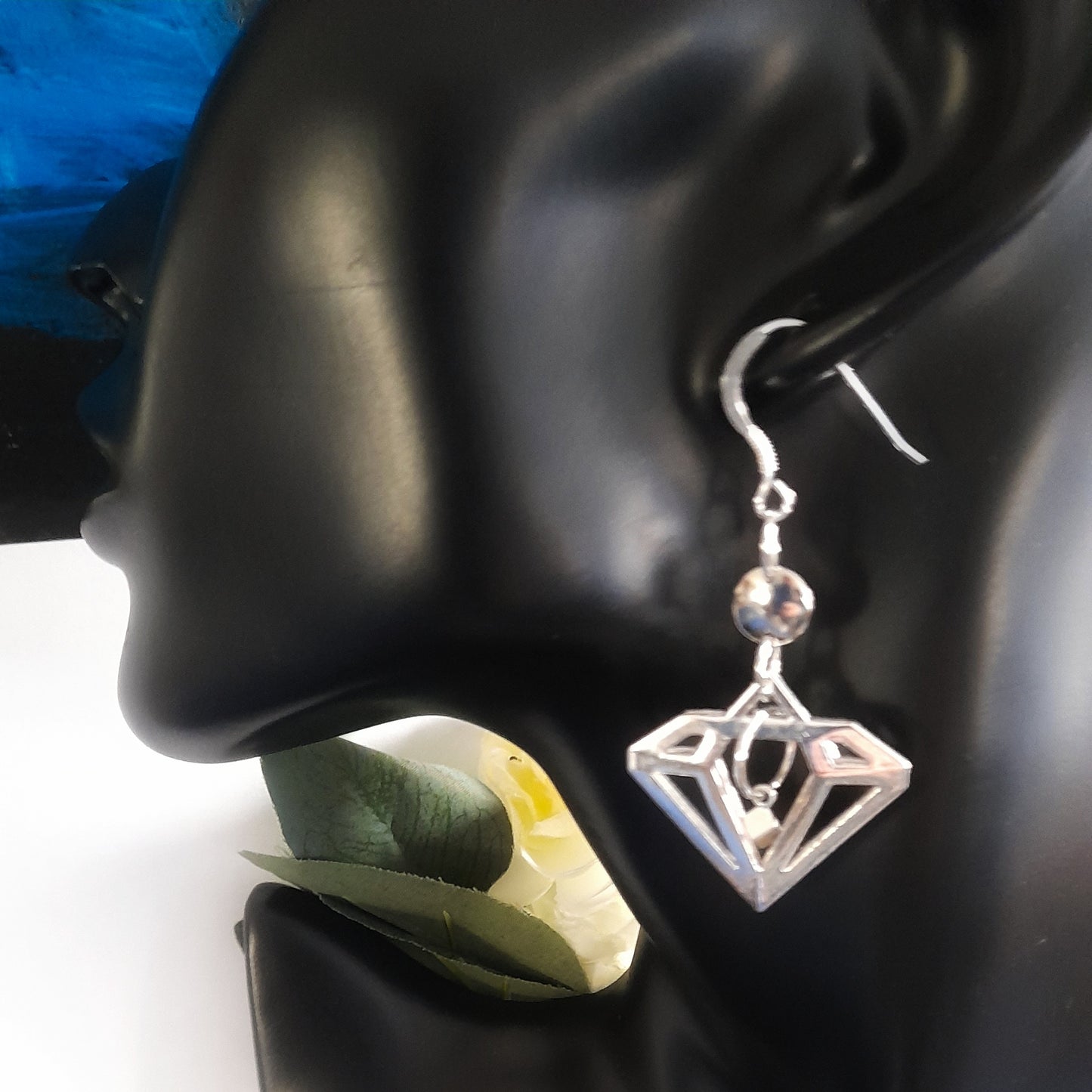 Silver Diamond Shaped Earrings