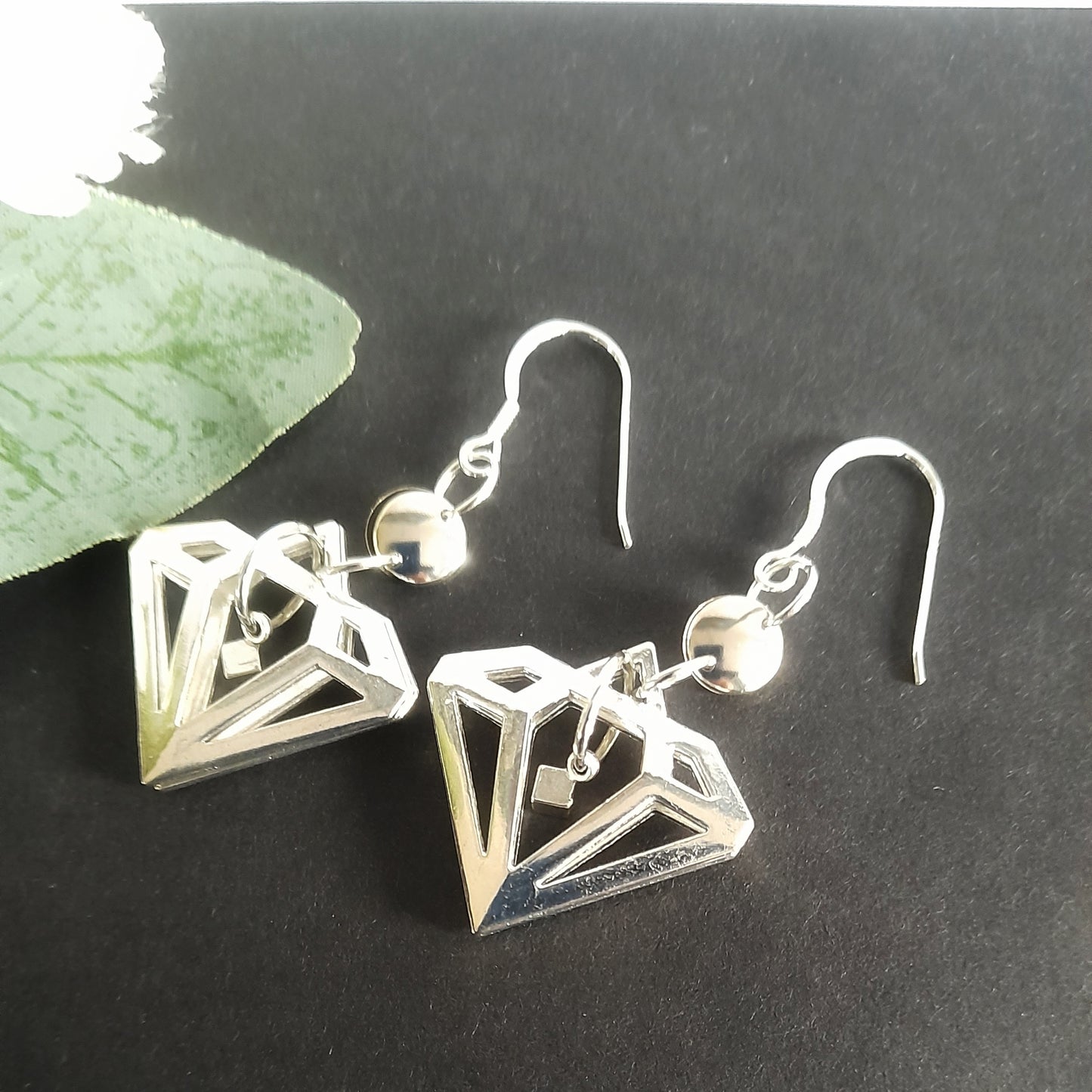 Silver Diamond Shaped Earrings