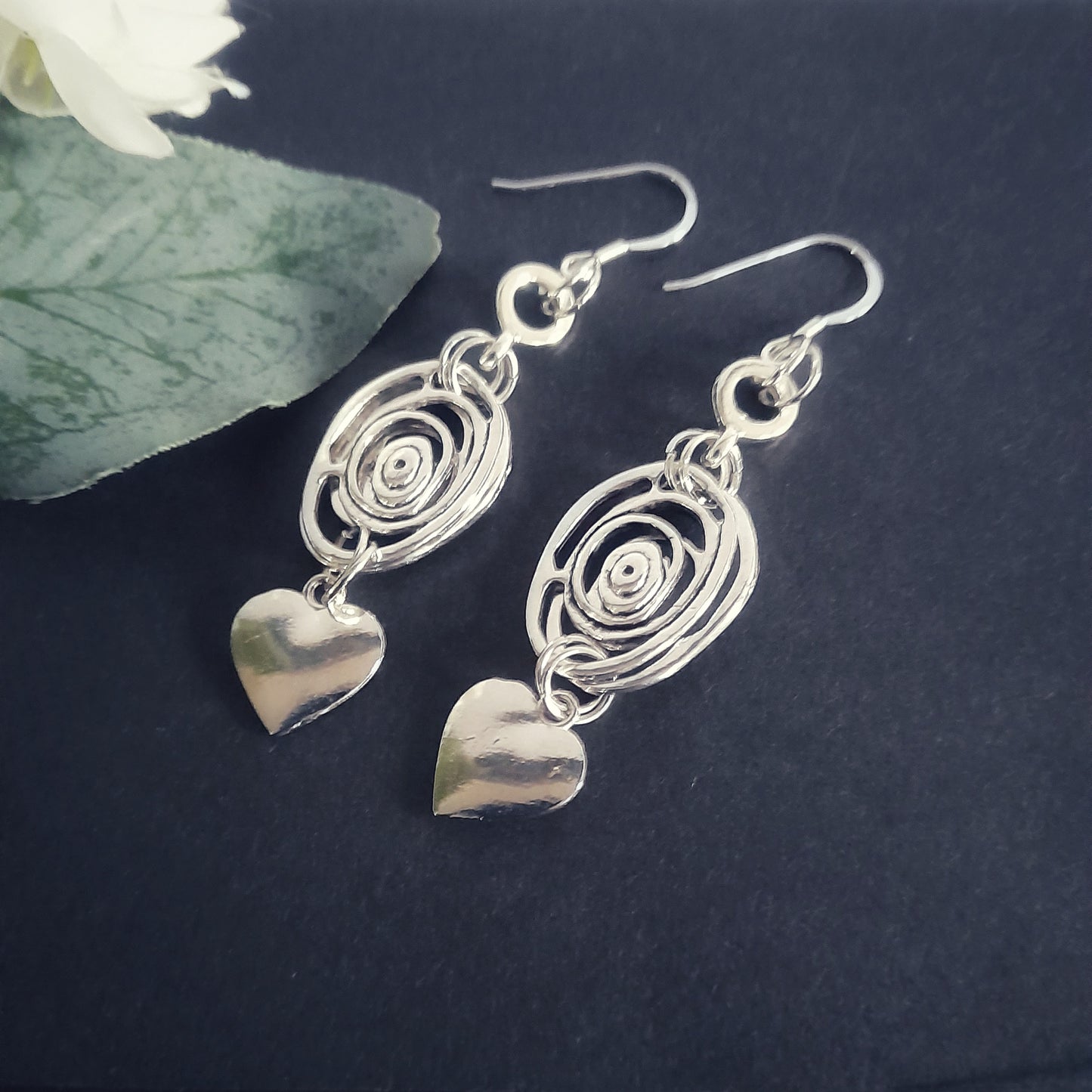 Silver Eye and Heart Earrings