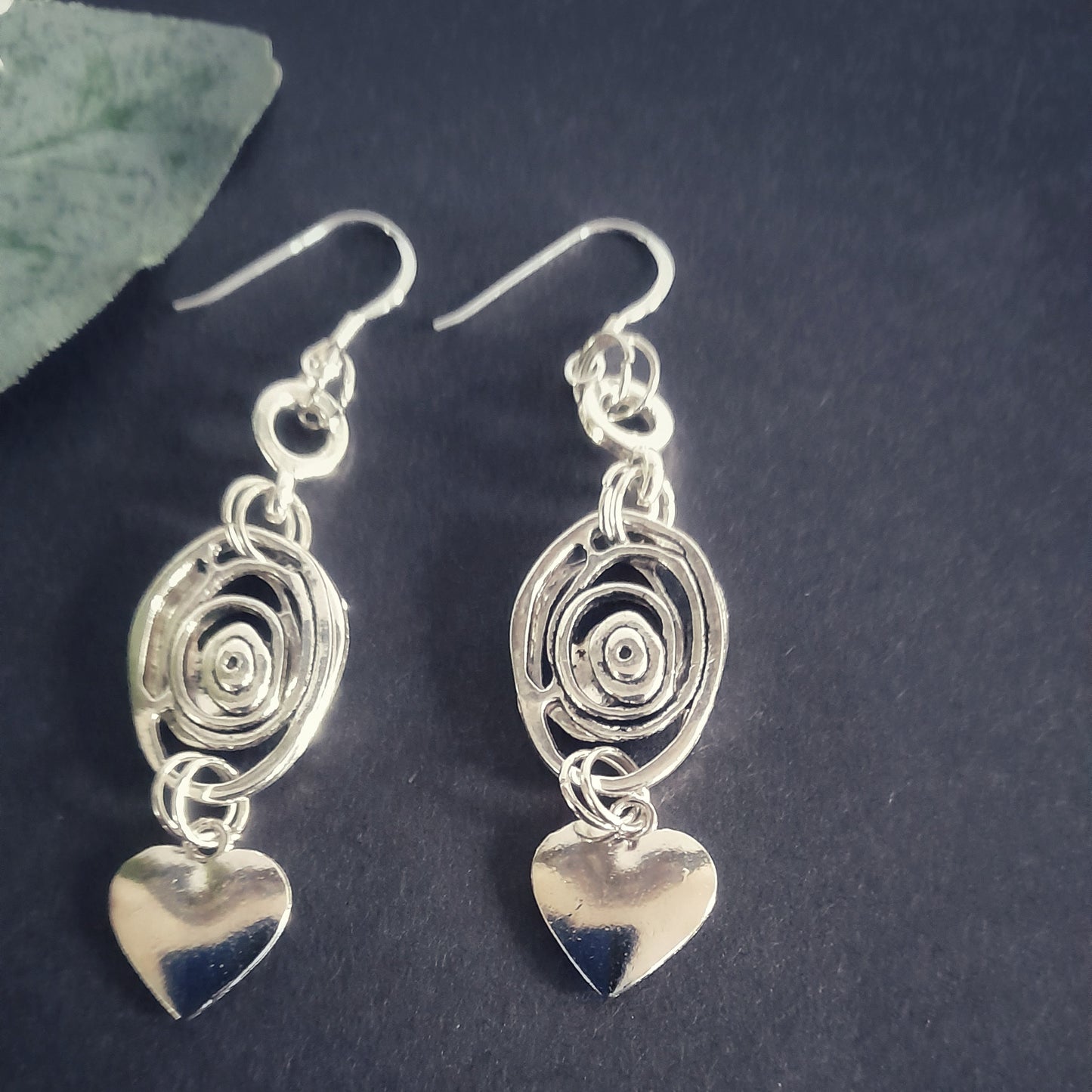 Silver Eye and Heart Earrings