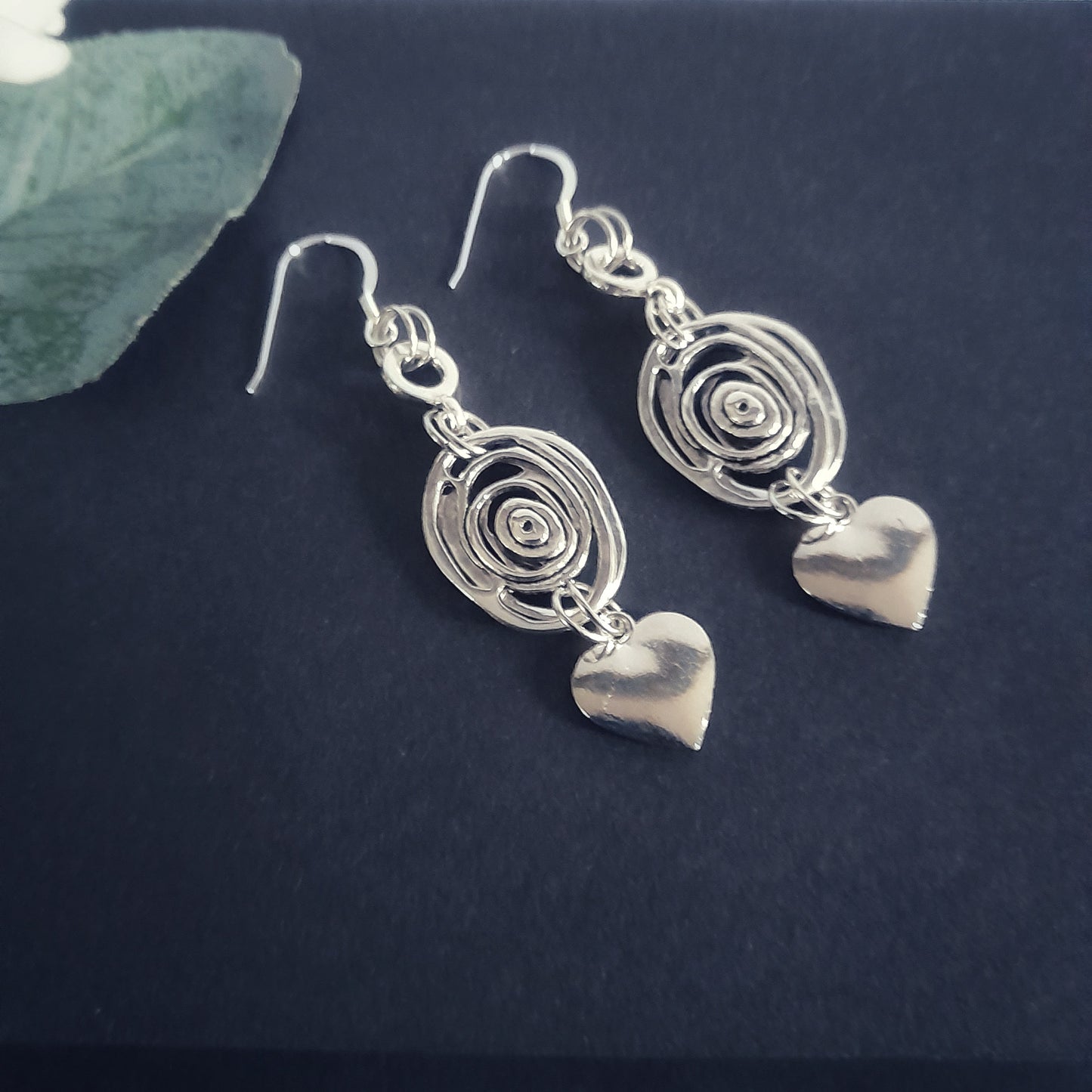 Silver Eye and Heart Earrings