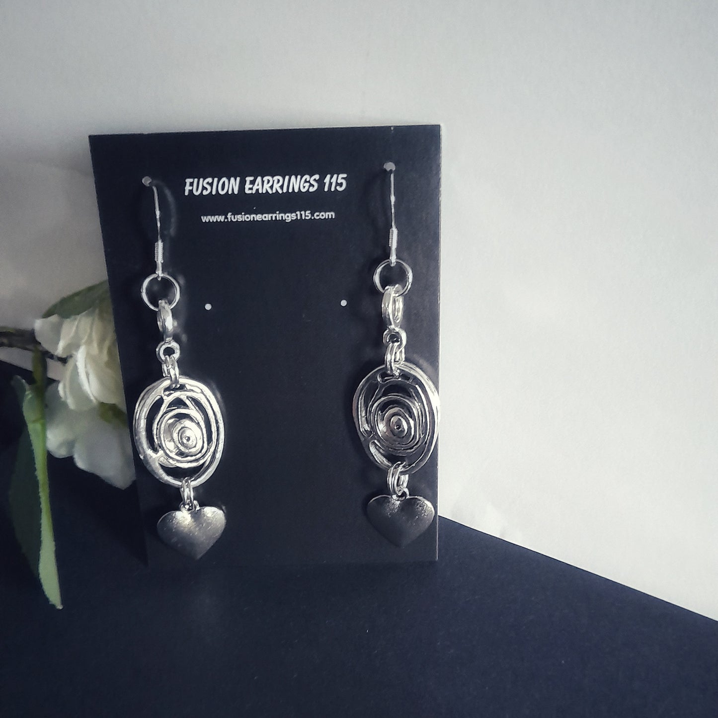 Silver Eye and Heart Earrings