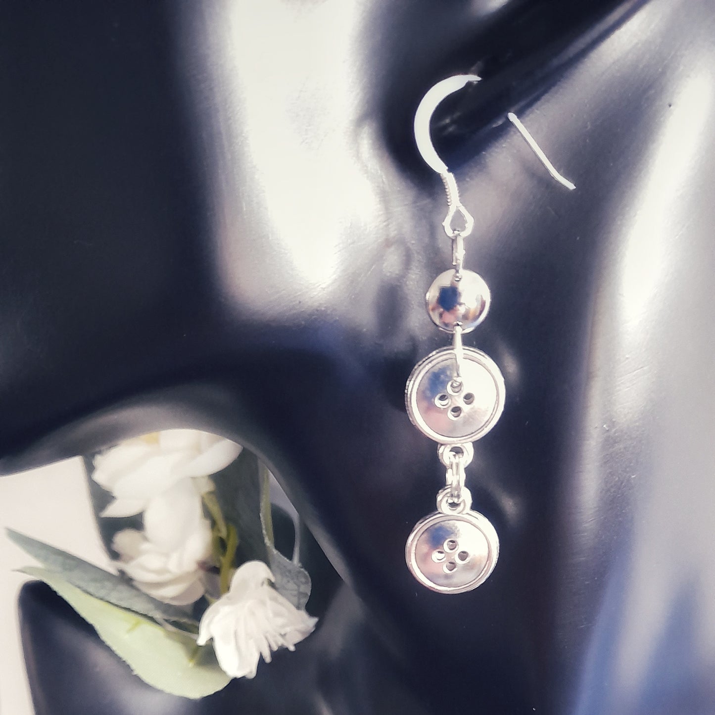 Silver Button Earrings