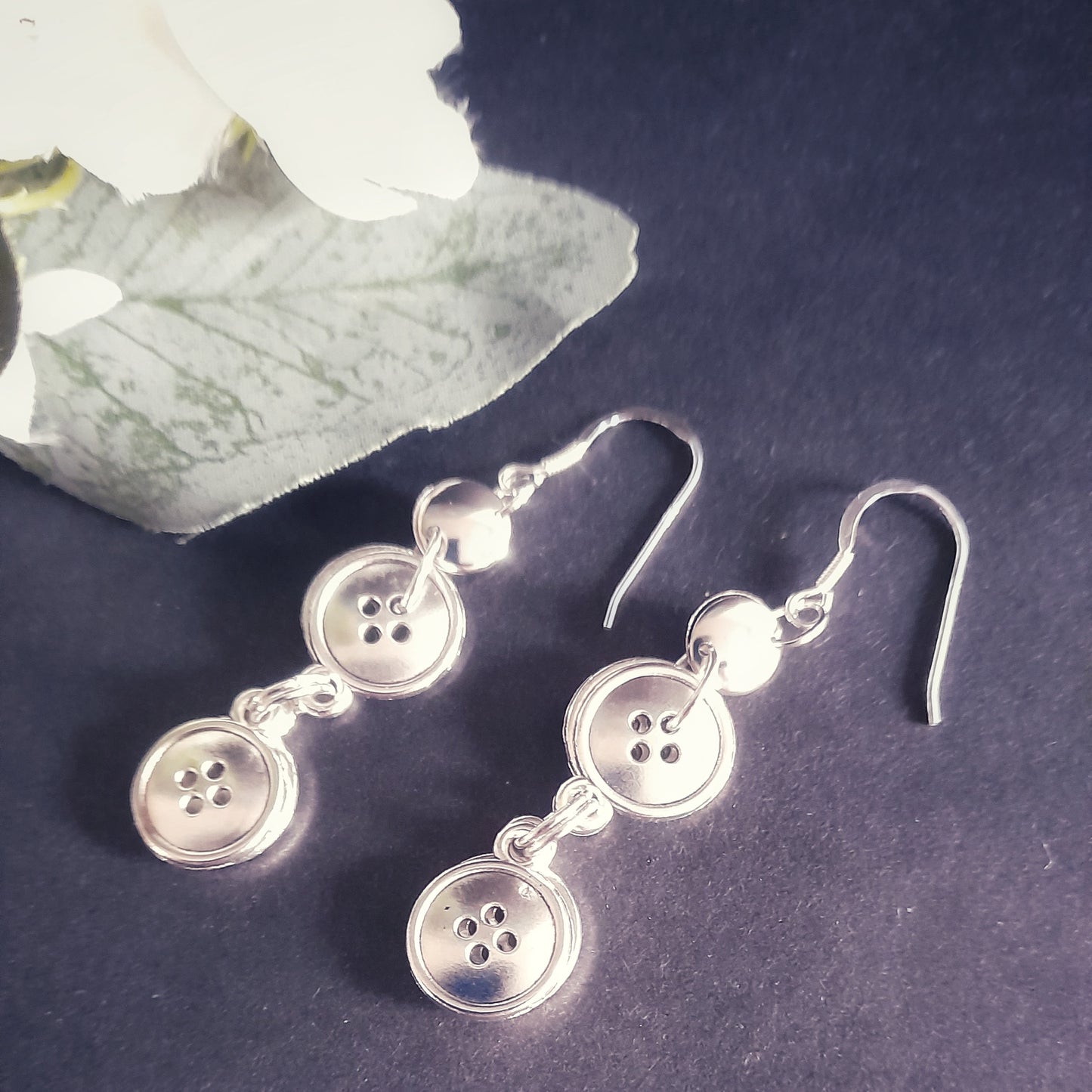 Silver Button Earrings