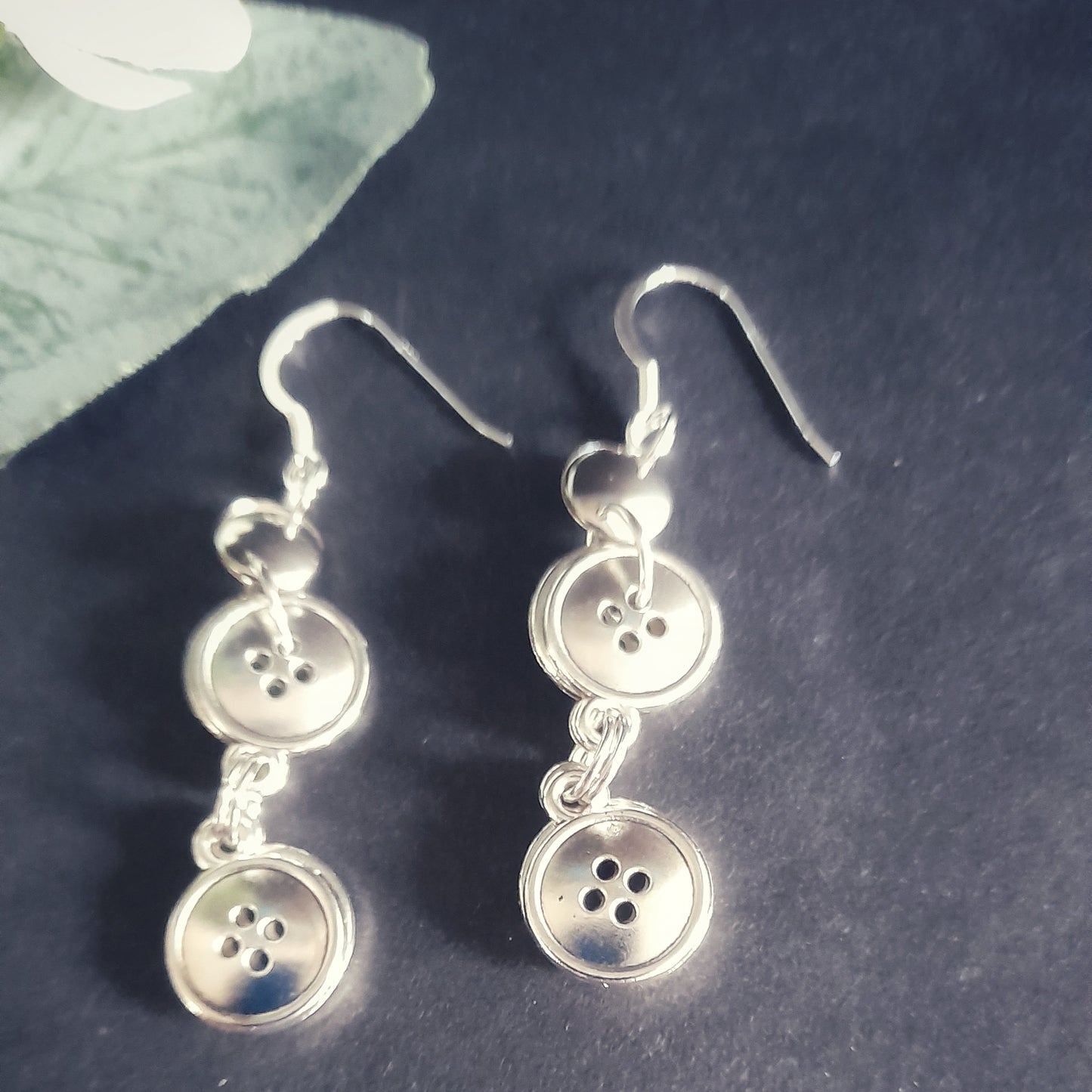 Silver Button Earrings