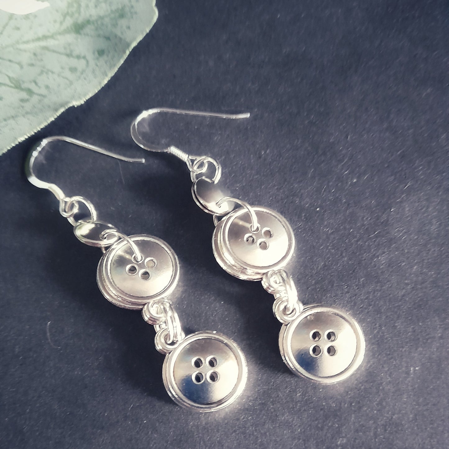 Silver Button Earrings