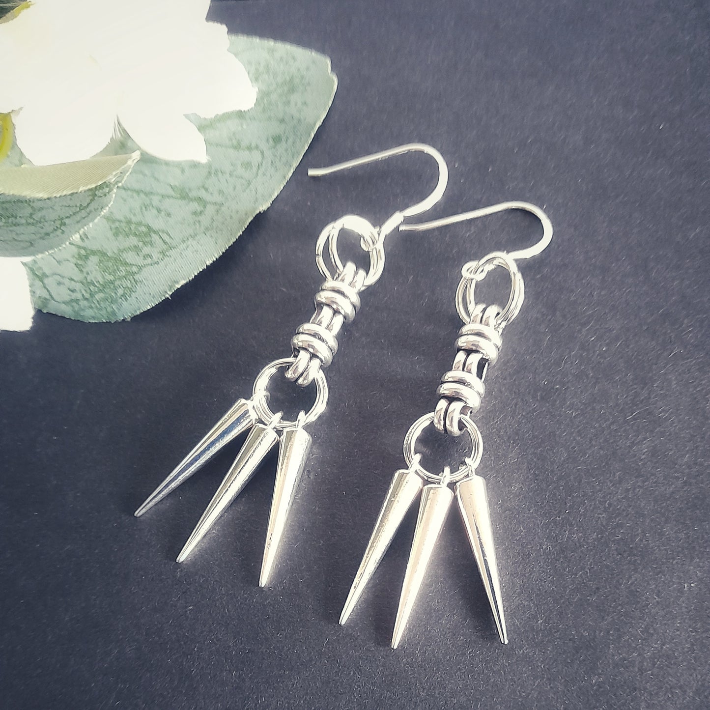 Silver Triple Spike Earrings