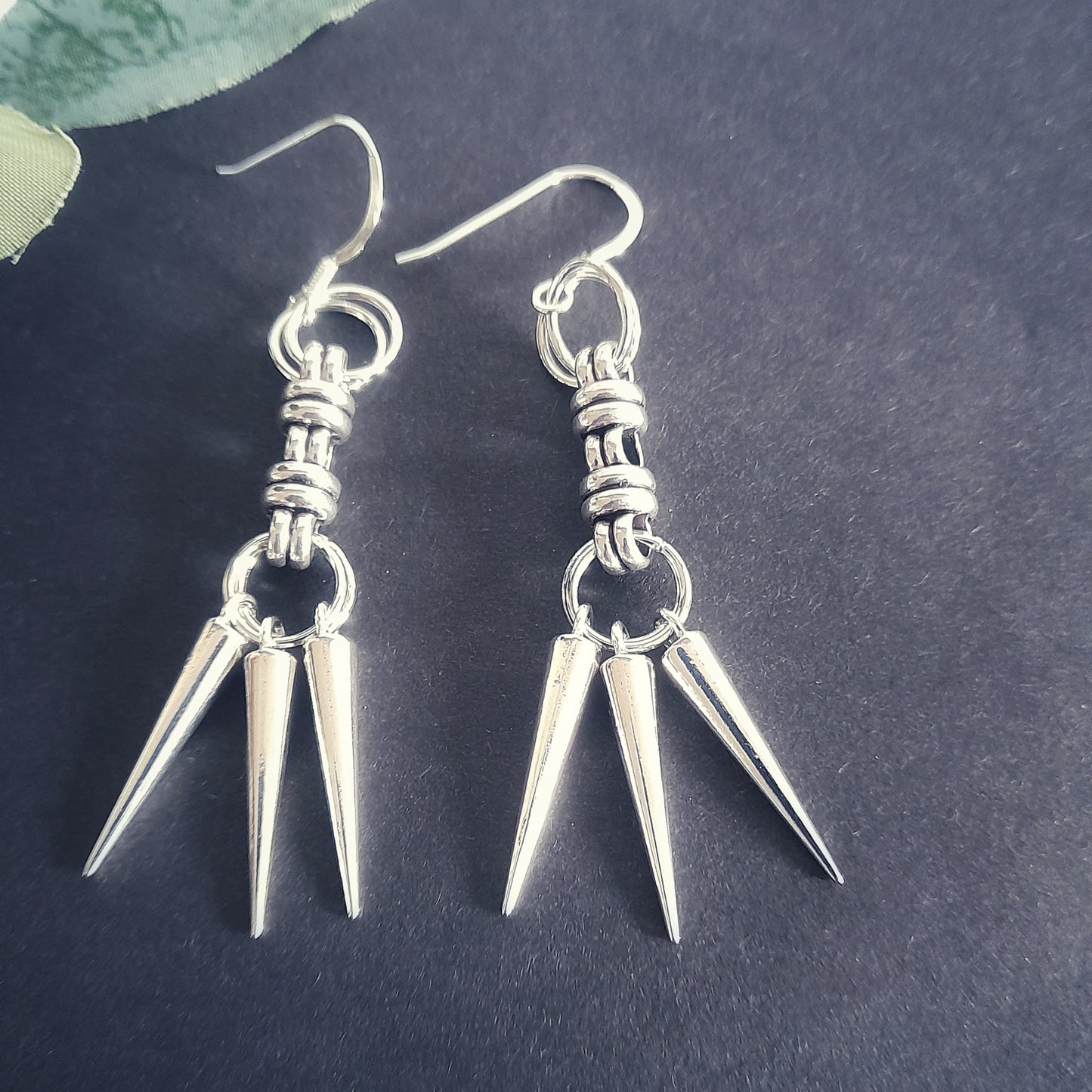 Silver Triple Spike Earrings