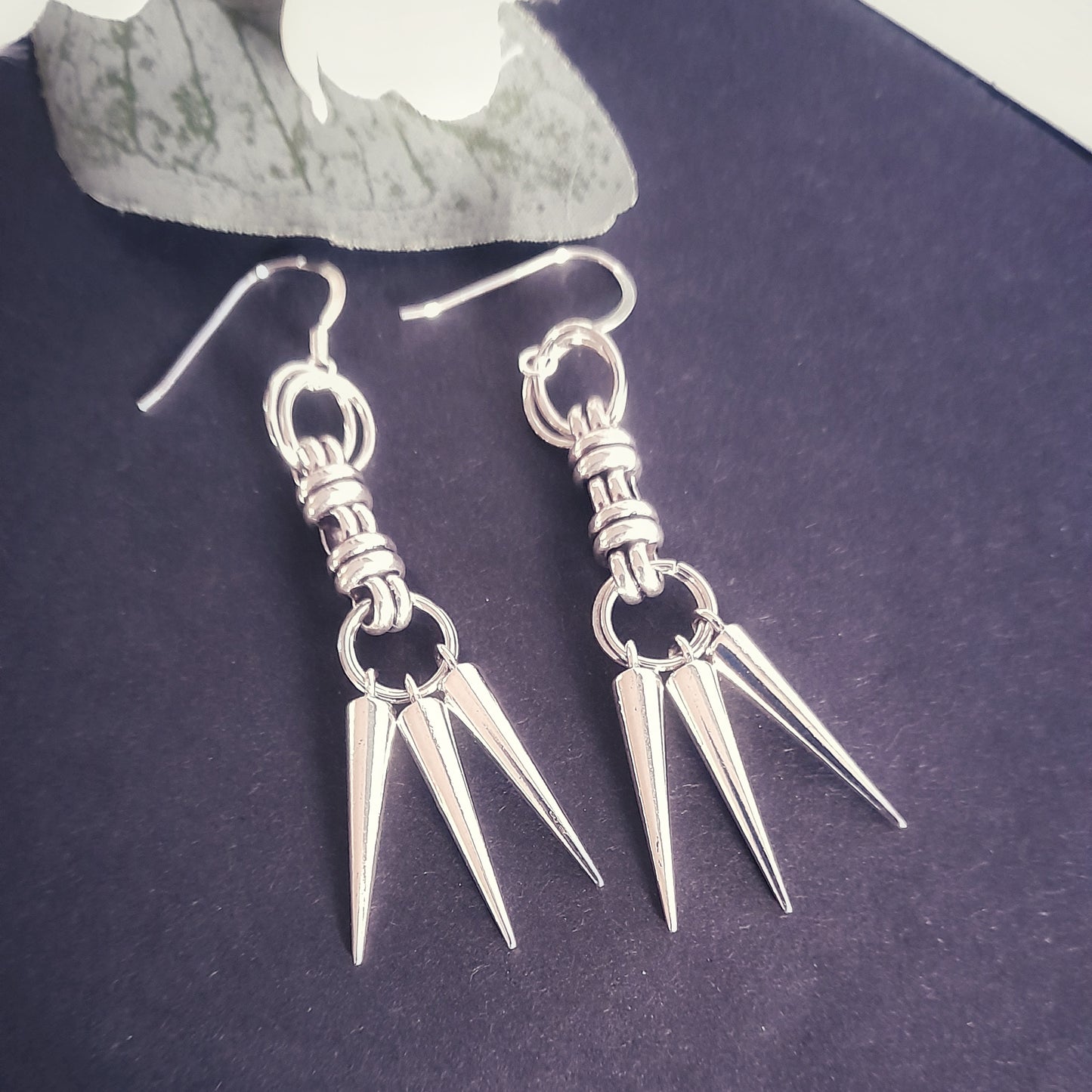 Silver Triple Spike Earrings