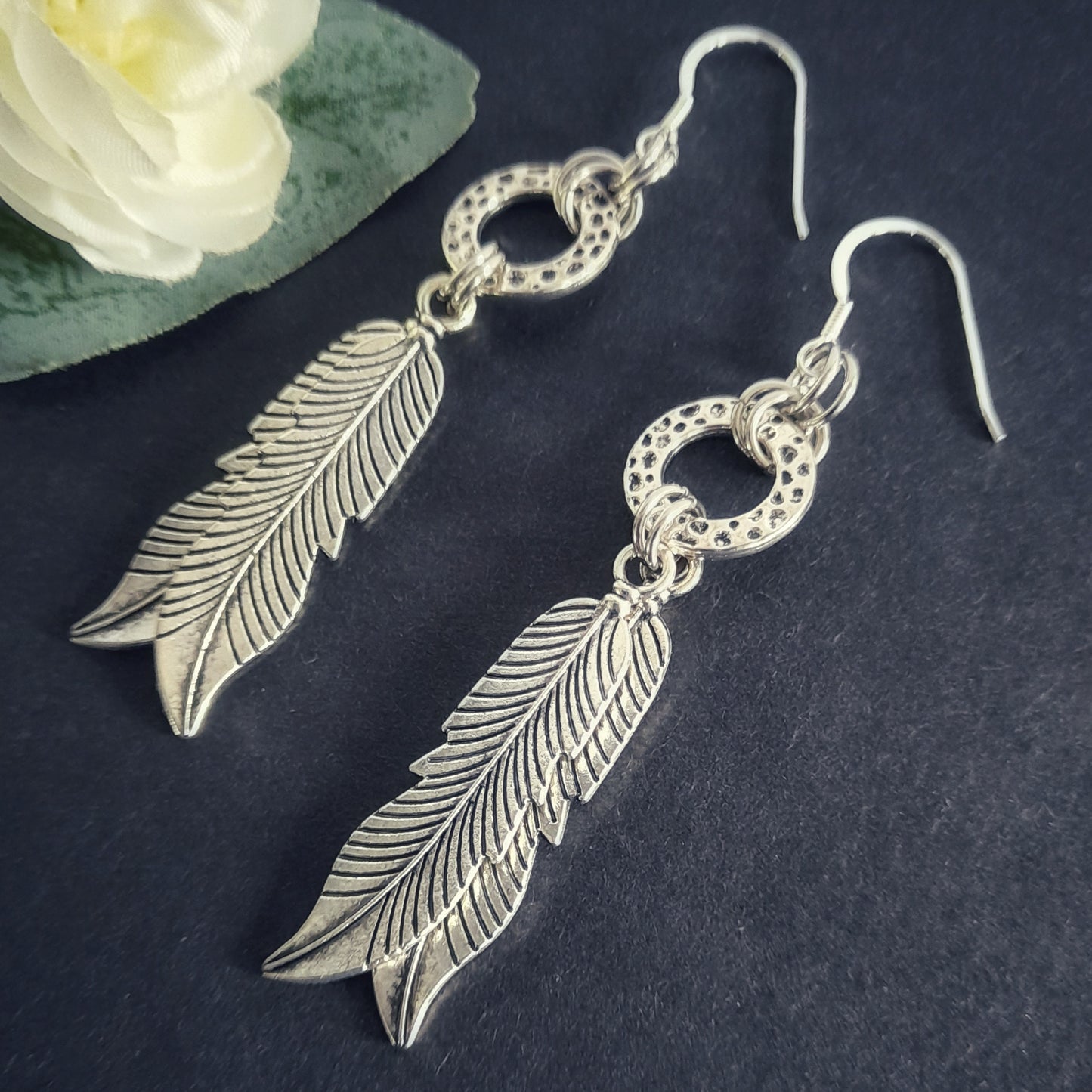 Silver Feather Earrings