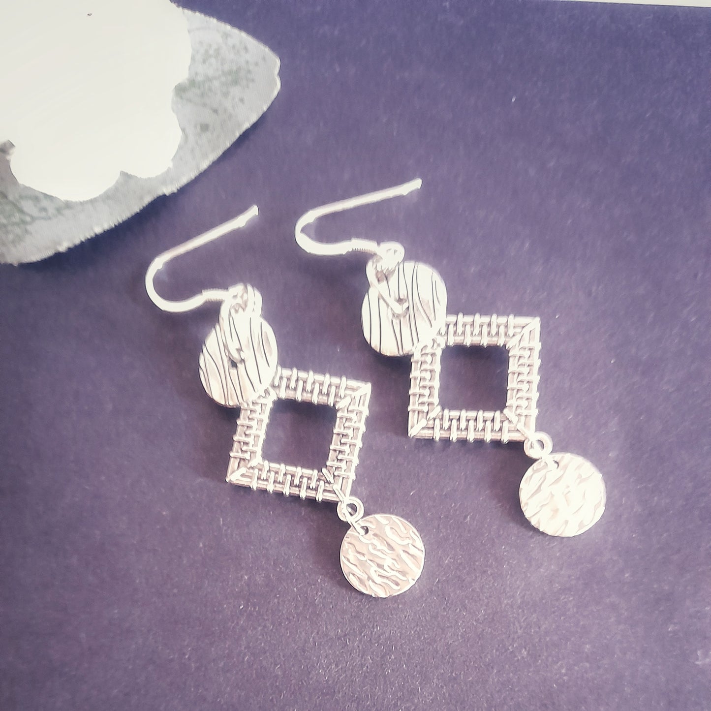 Silver Square Earrings