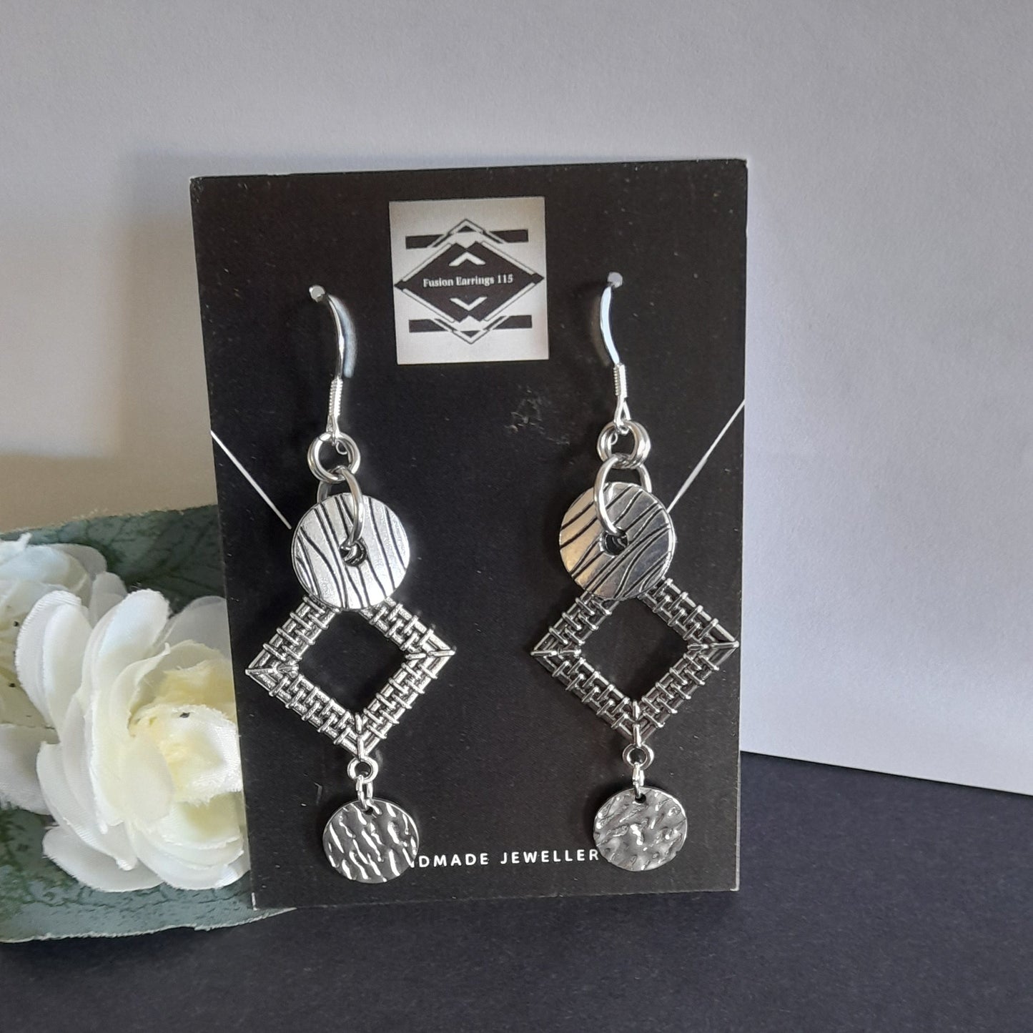 Silver Square Earrings