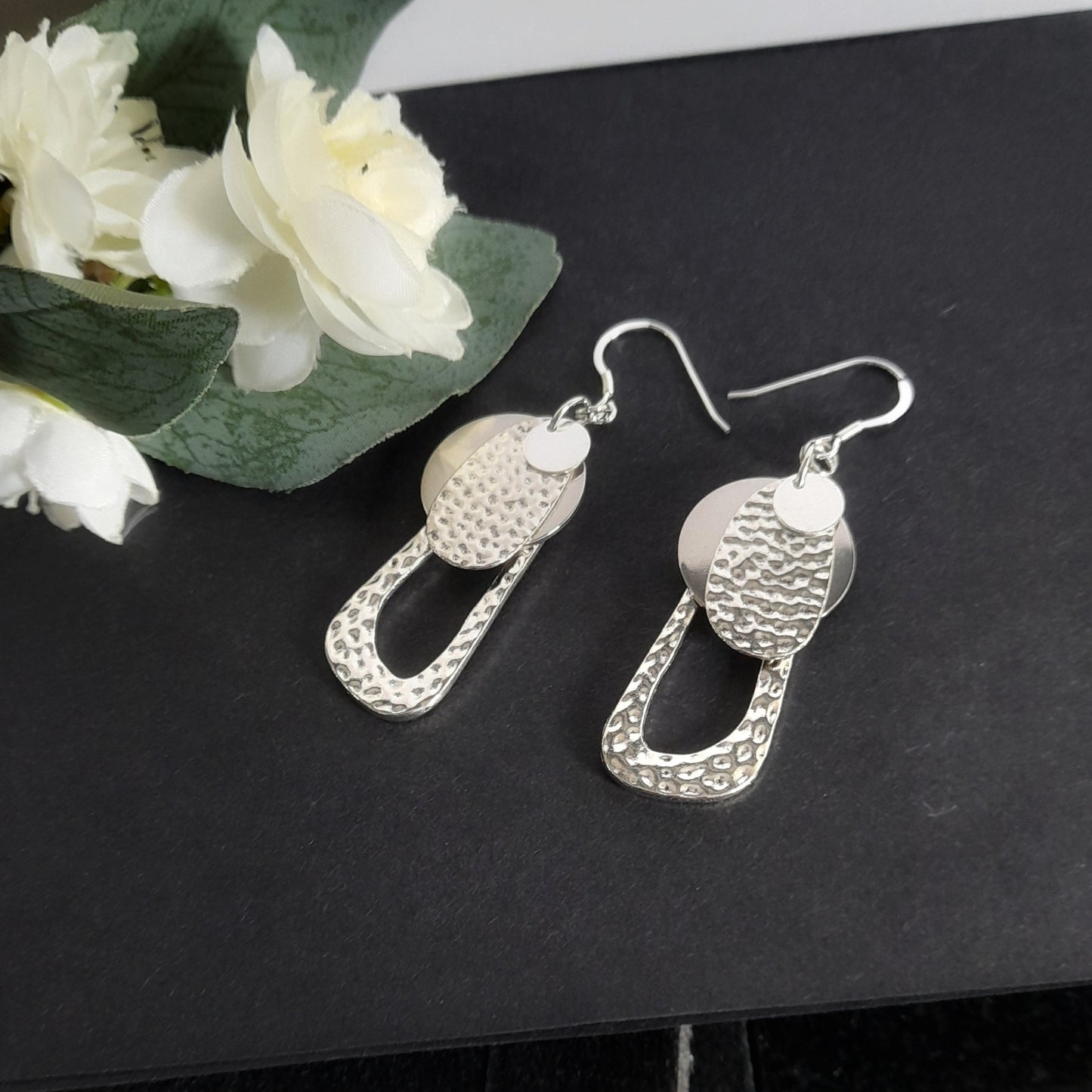 Silver Hammered Earrings