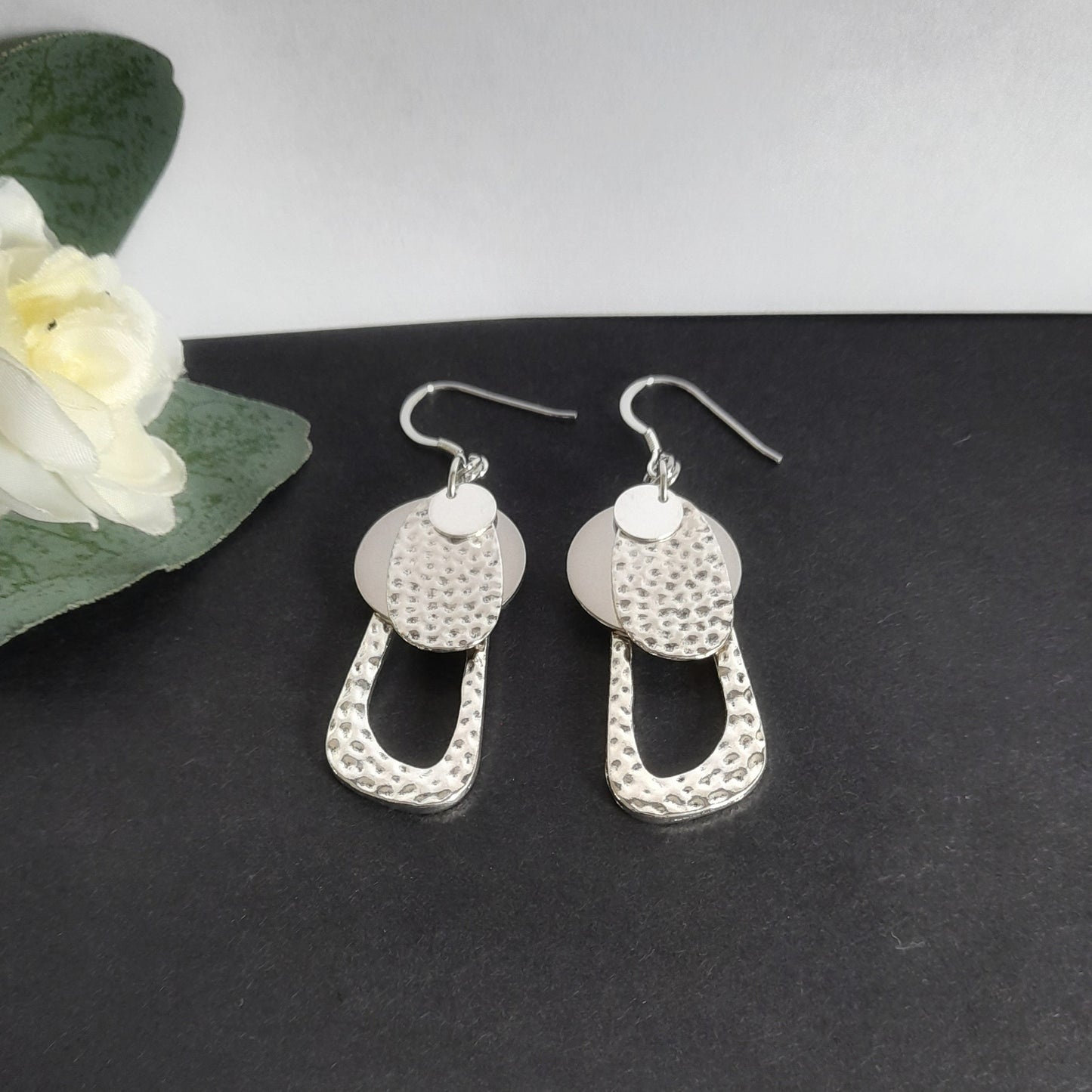 Silver Hammered Earrings