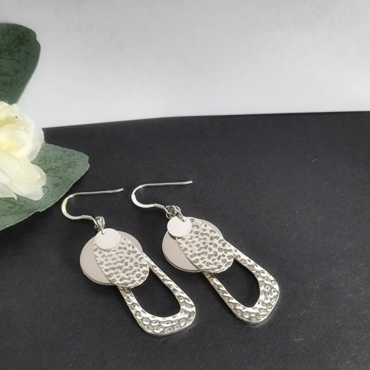 Silver Hammered Earrings