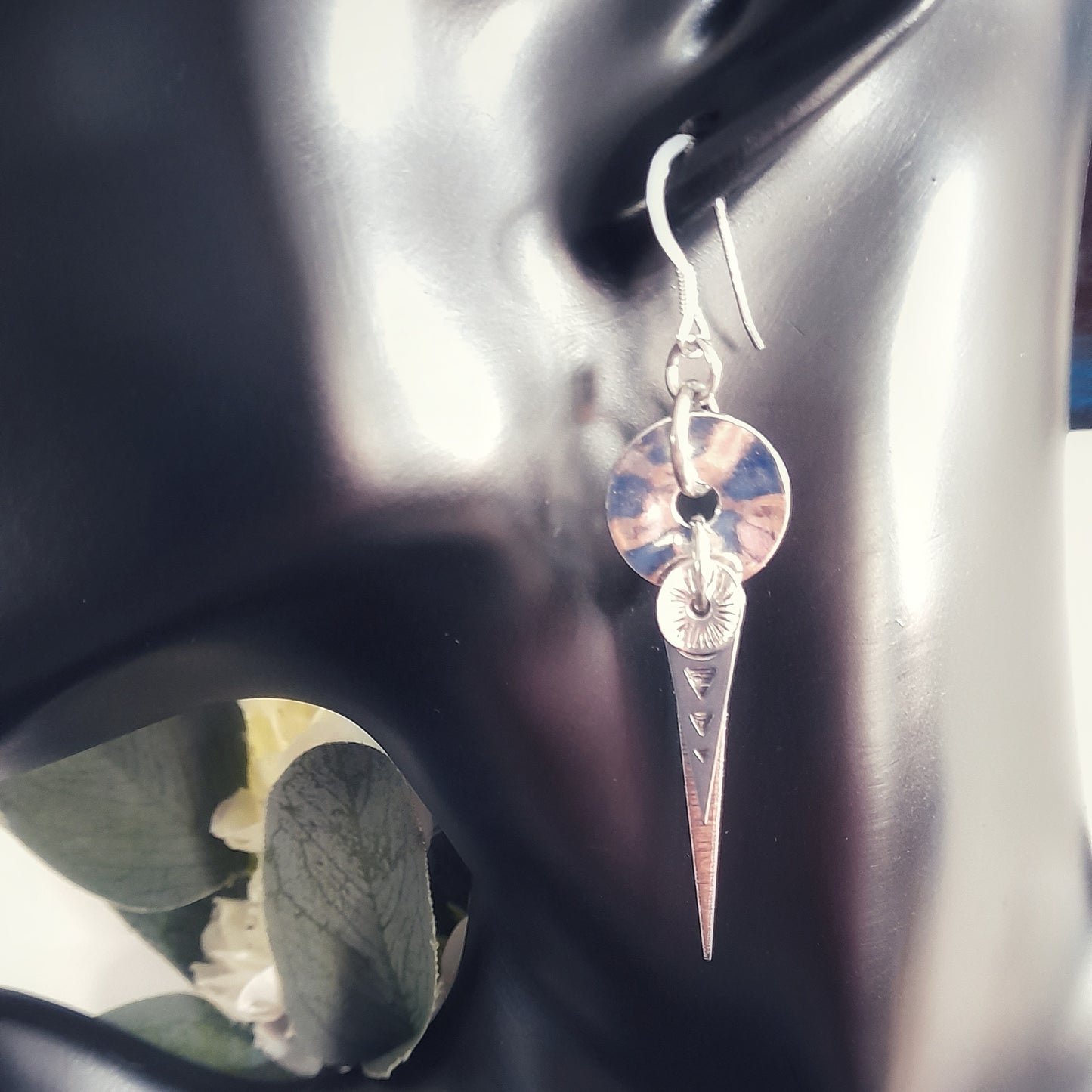 Silver Triangle Spike Earrings