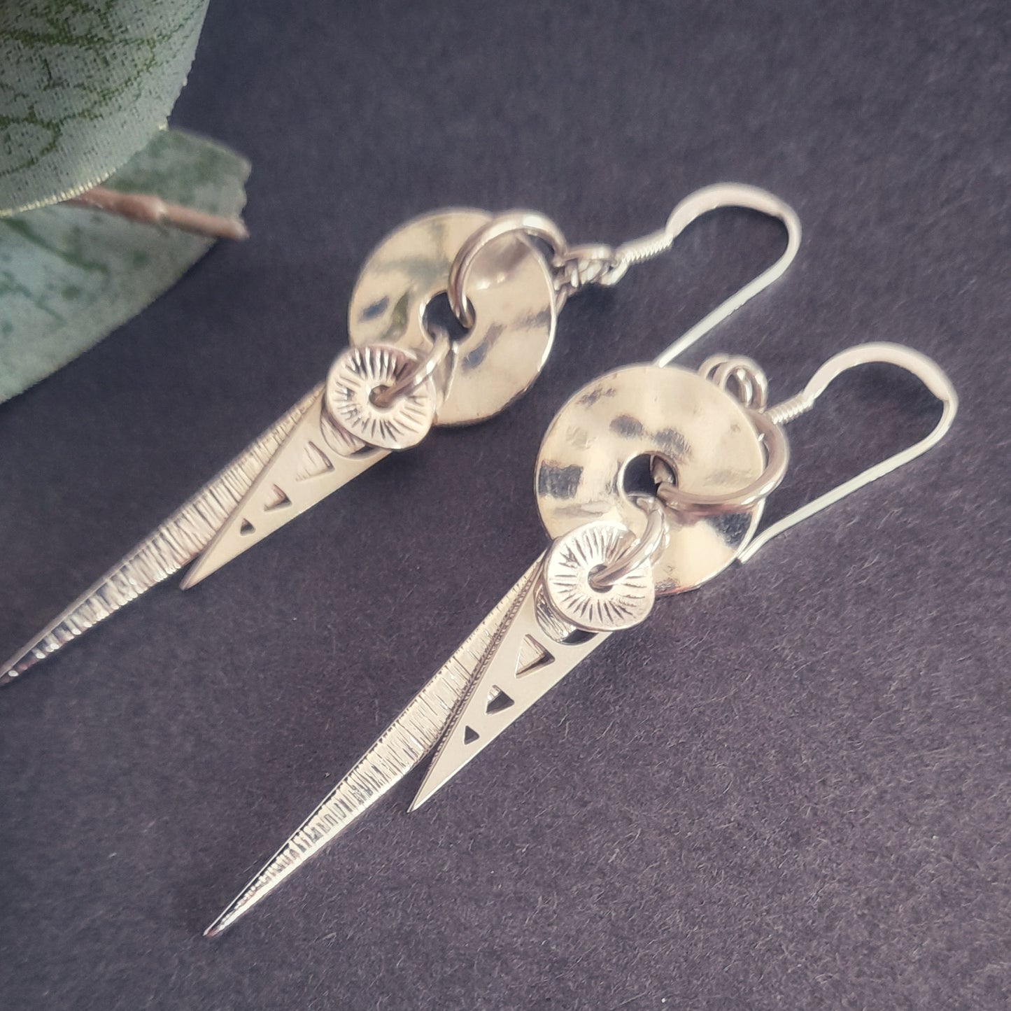 Silver Triangle Spike Earrings