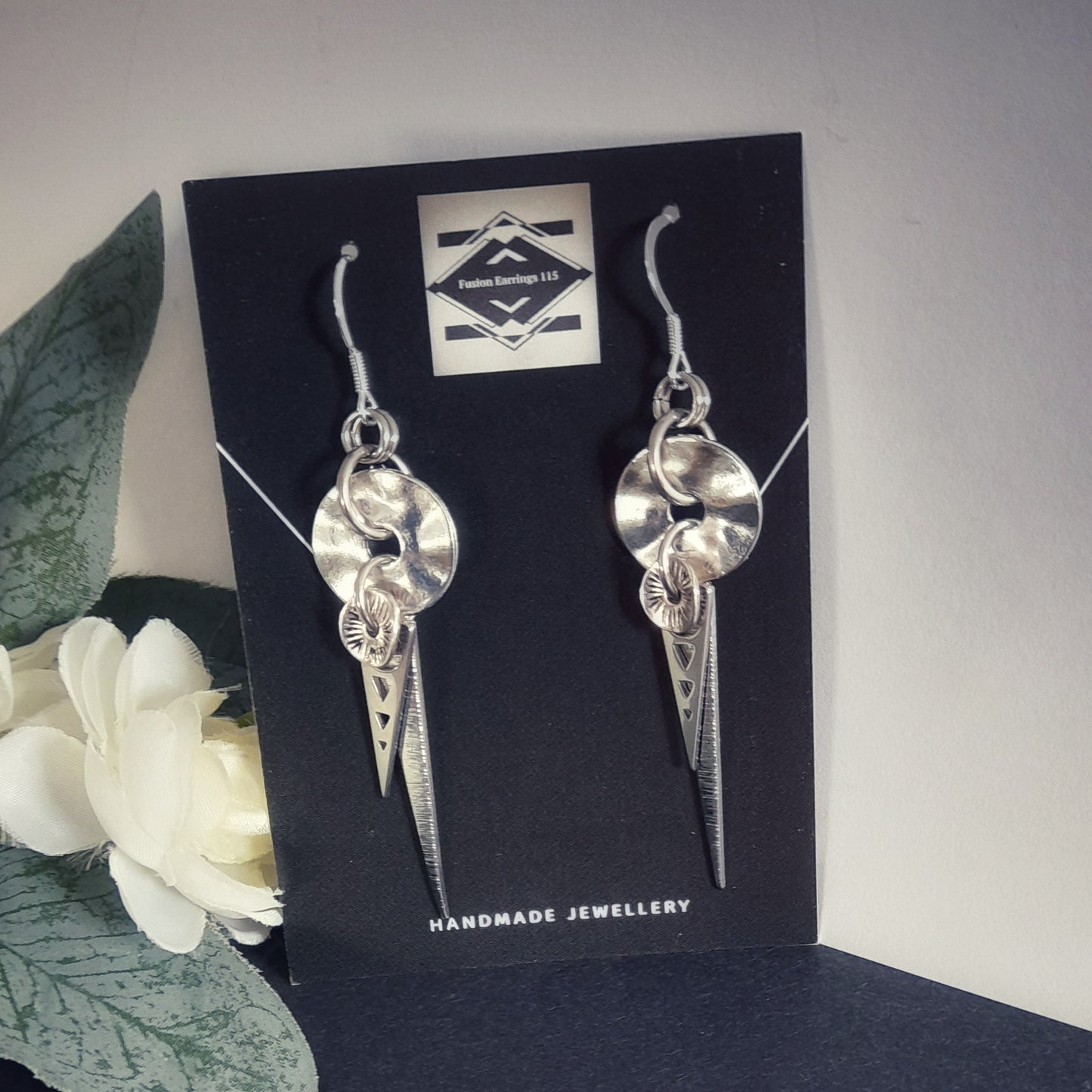 Silver Triangle Spike Earrings