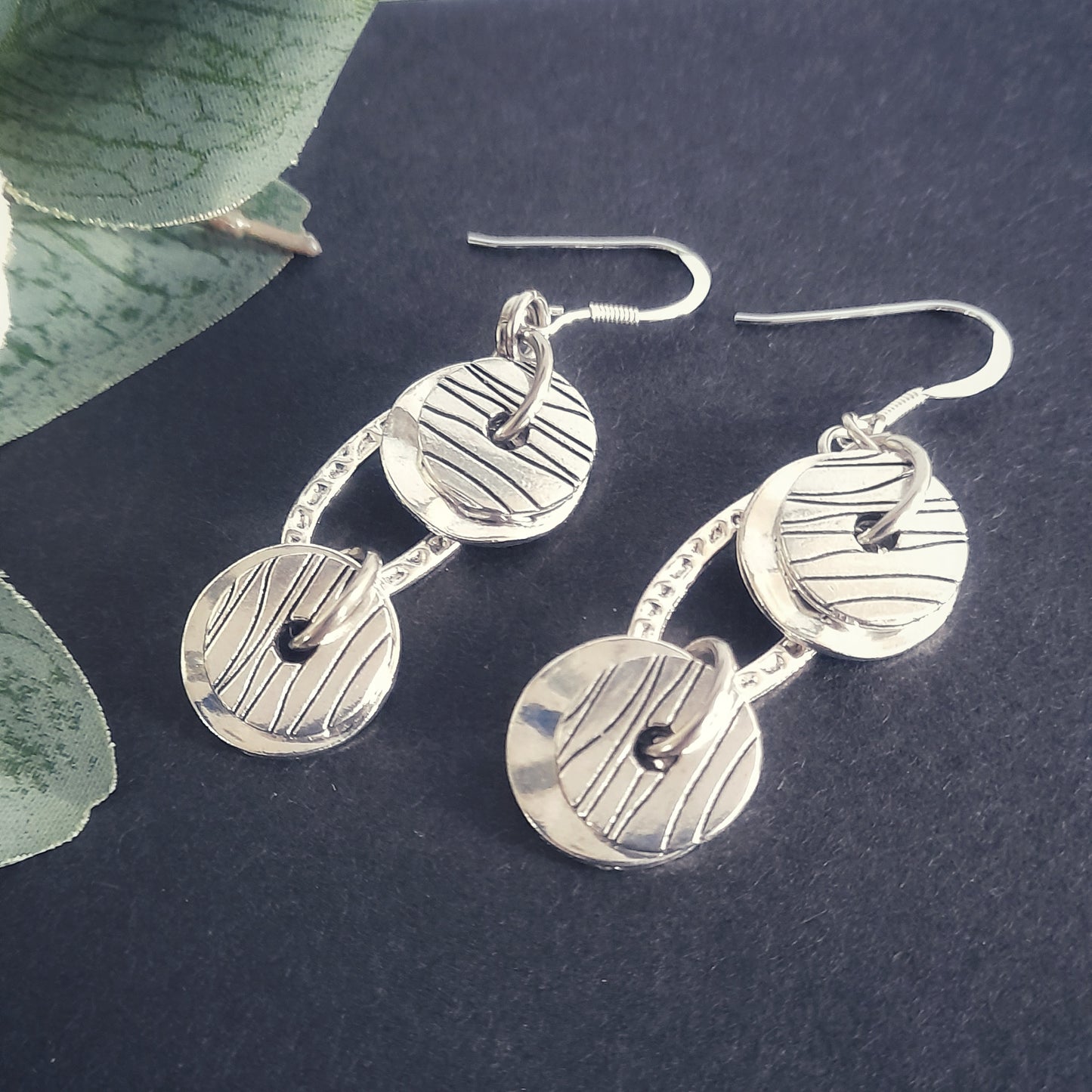 Striped Disc Earrings