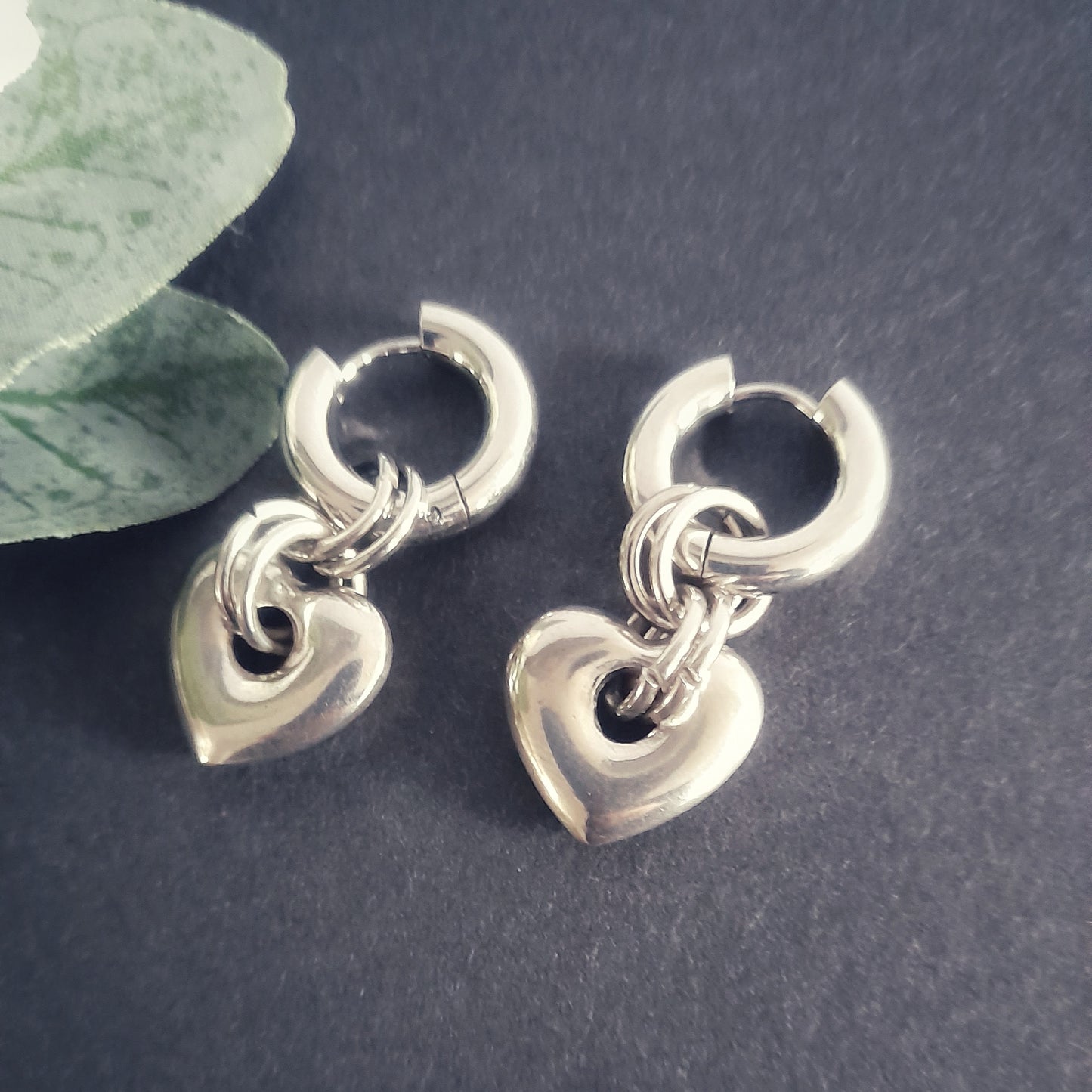 Chunky Heart Hoop Earrings