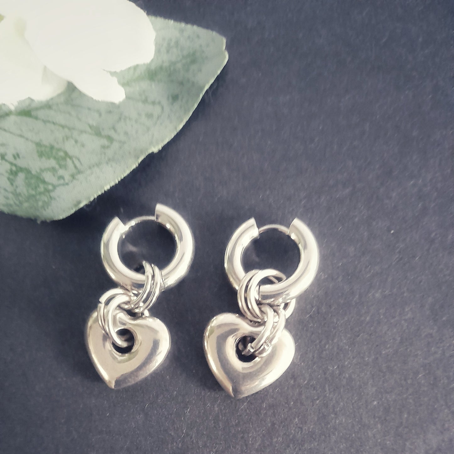 Chunky Heart Hoop Earrings