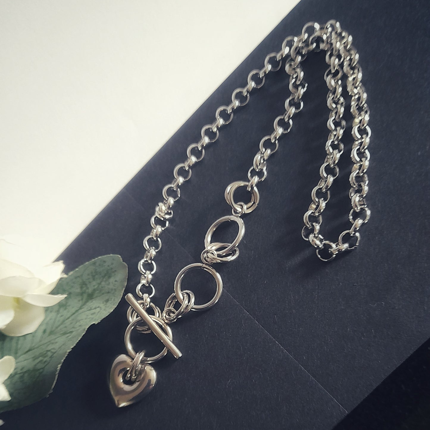 Chunky Heart Rolo Chain Necklace