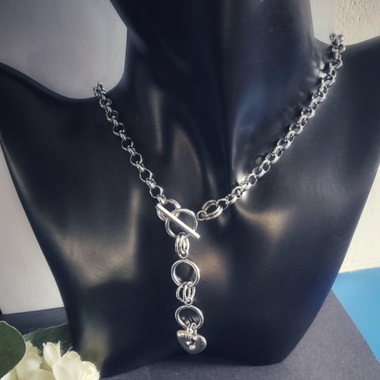 Chunky Heart Rolo Chain Necklace