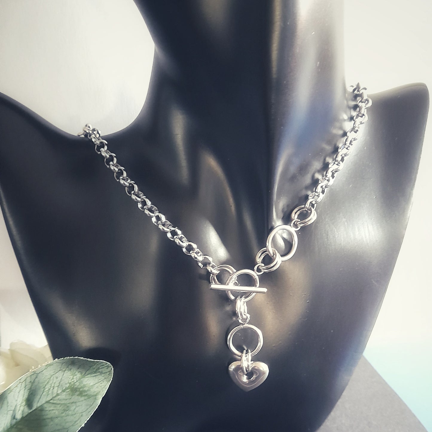 Chunky Heart Rolo Chain Necklace