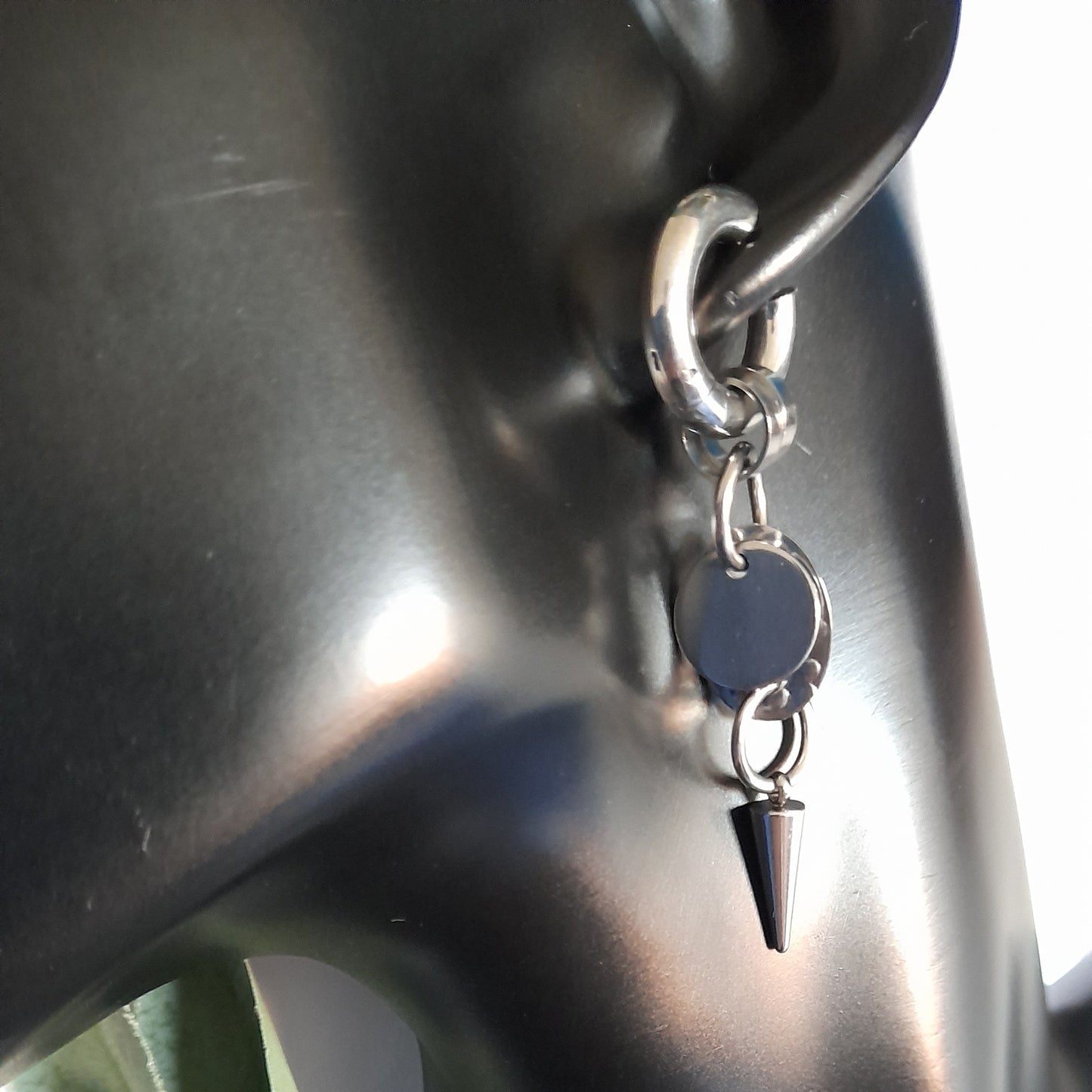 Silver Spike Hoop Earrings