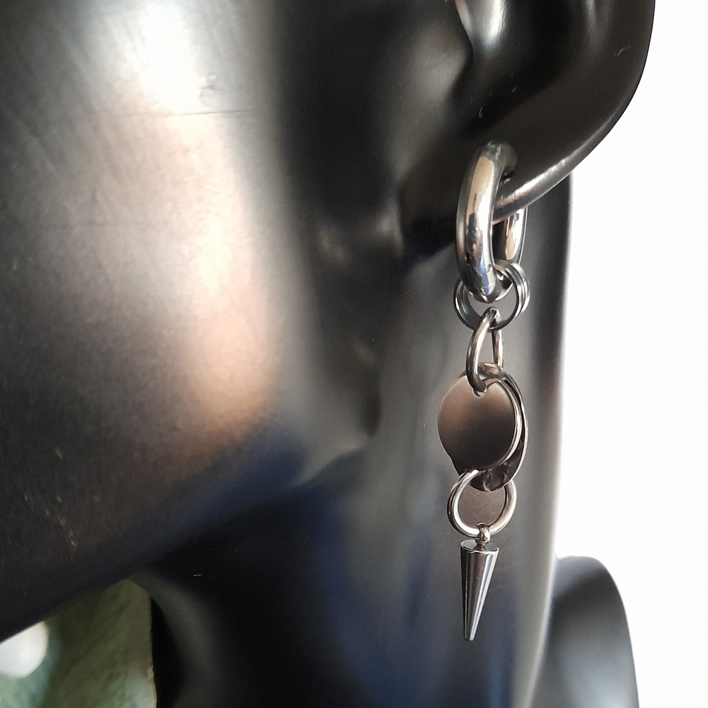 Silver Spike Hoop Earrings