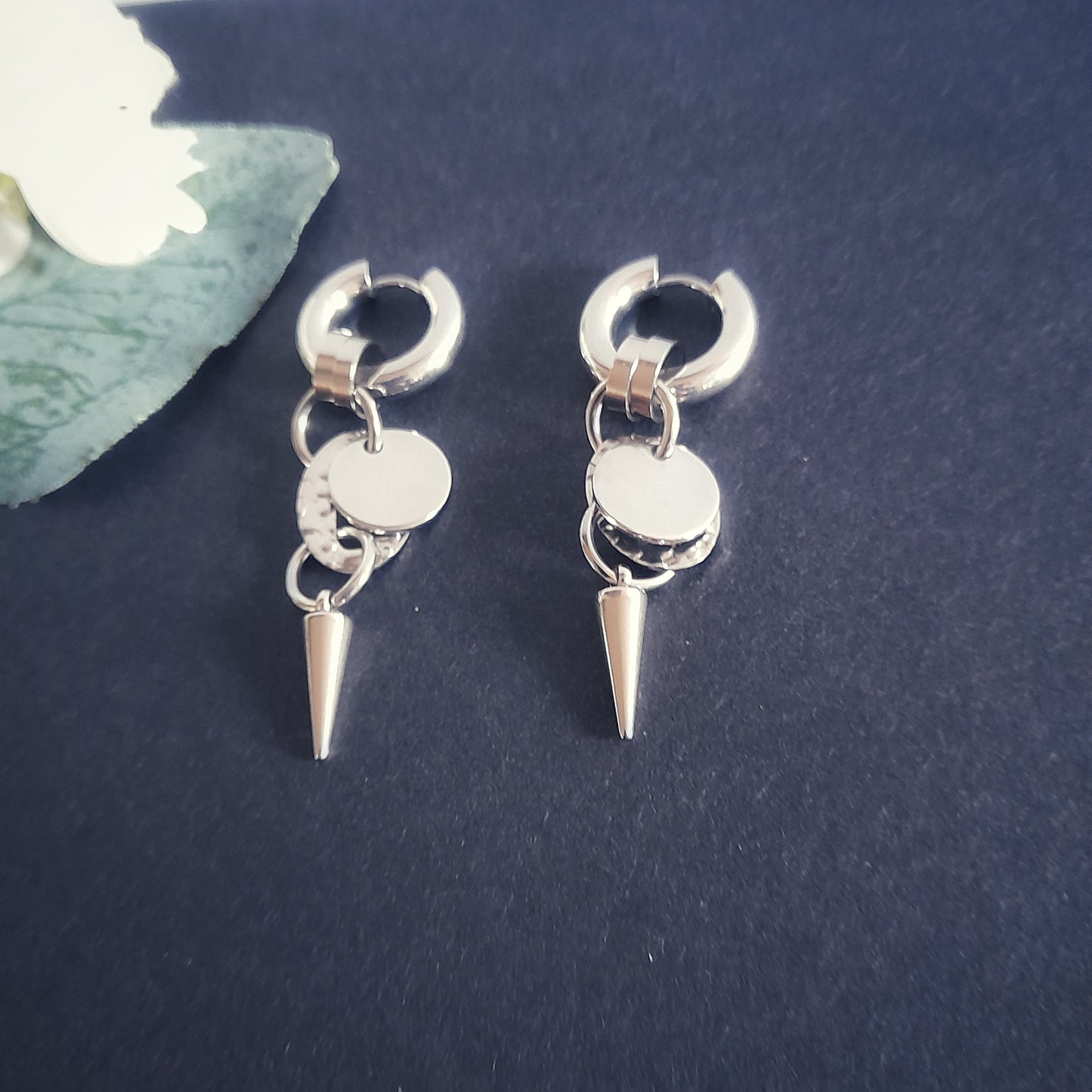 Silver Spike Hoop Earrings