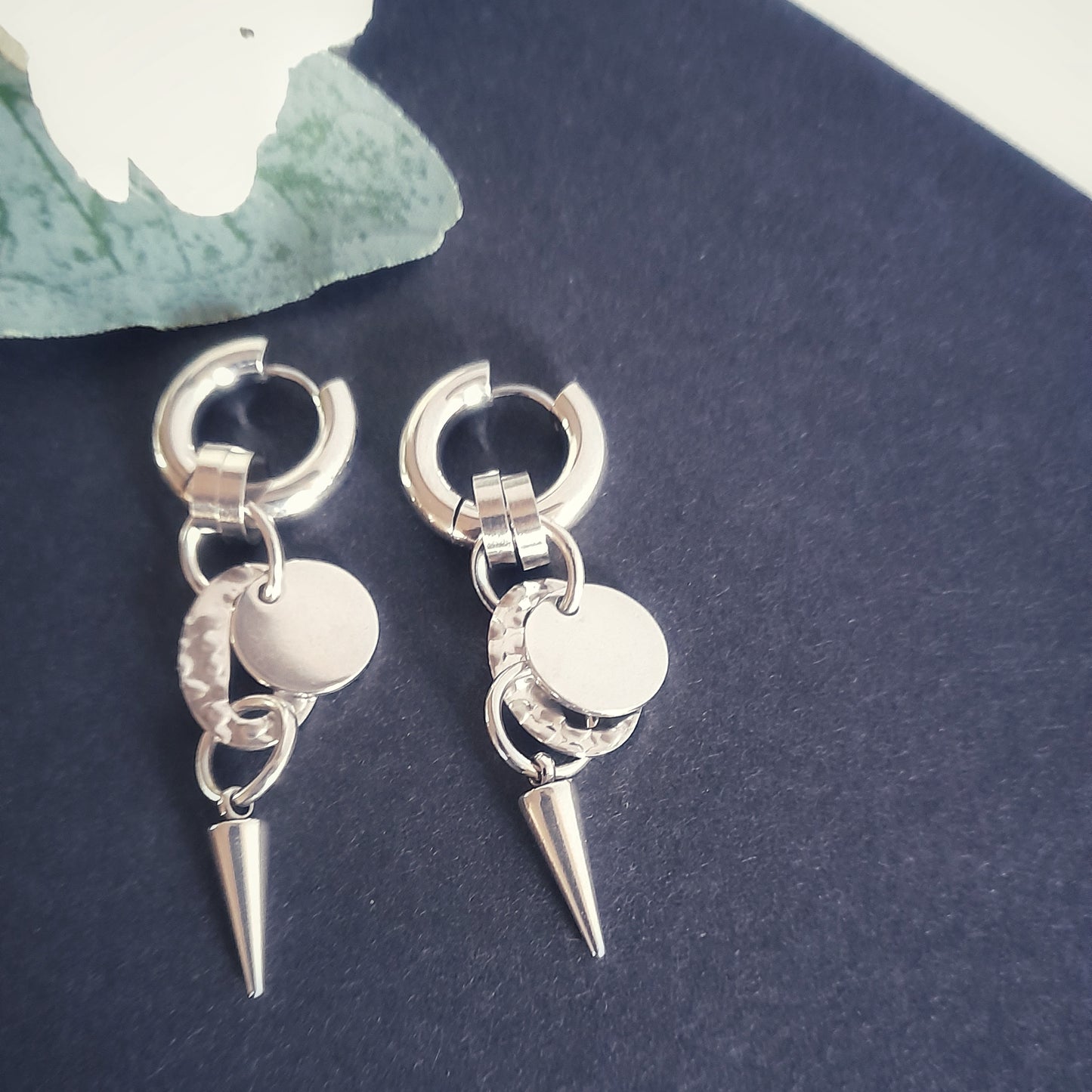 Silver Spike Hoop Earrings