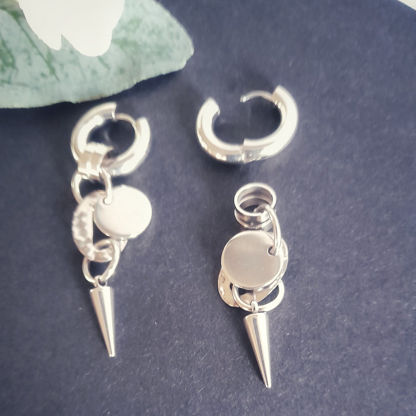 Silver Spike Hoop Earrings